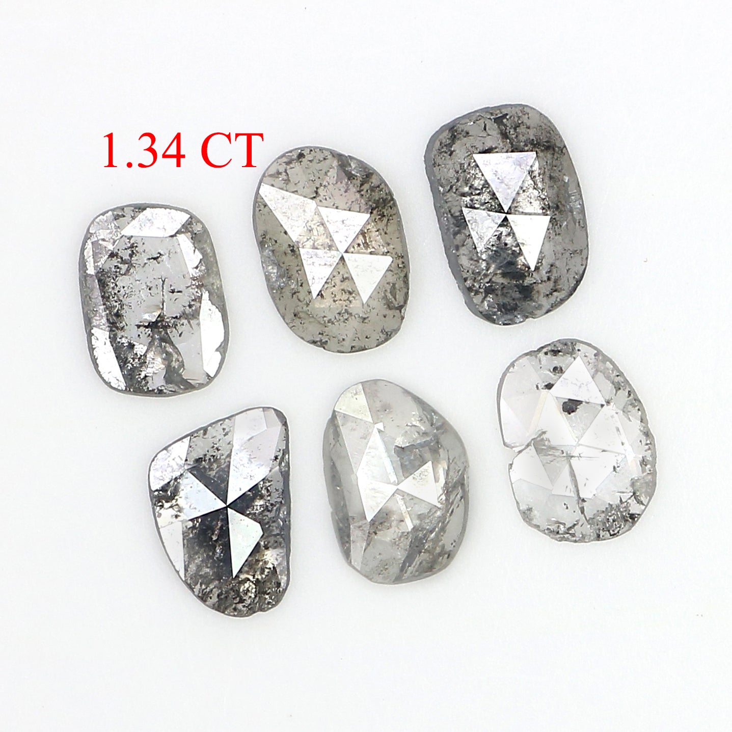 1.34 Ct Natural Loose Slice Cut Diamond Salt And Pepper Uncut Diamond 5.85 MM Natural Diamond Black Grey Color Irregular Cut Diamond LQ3069