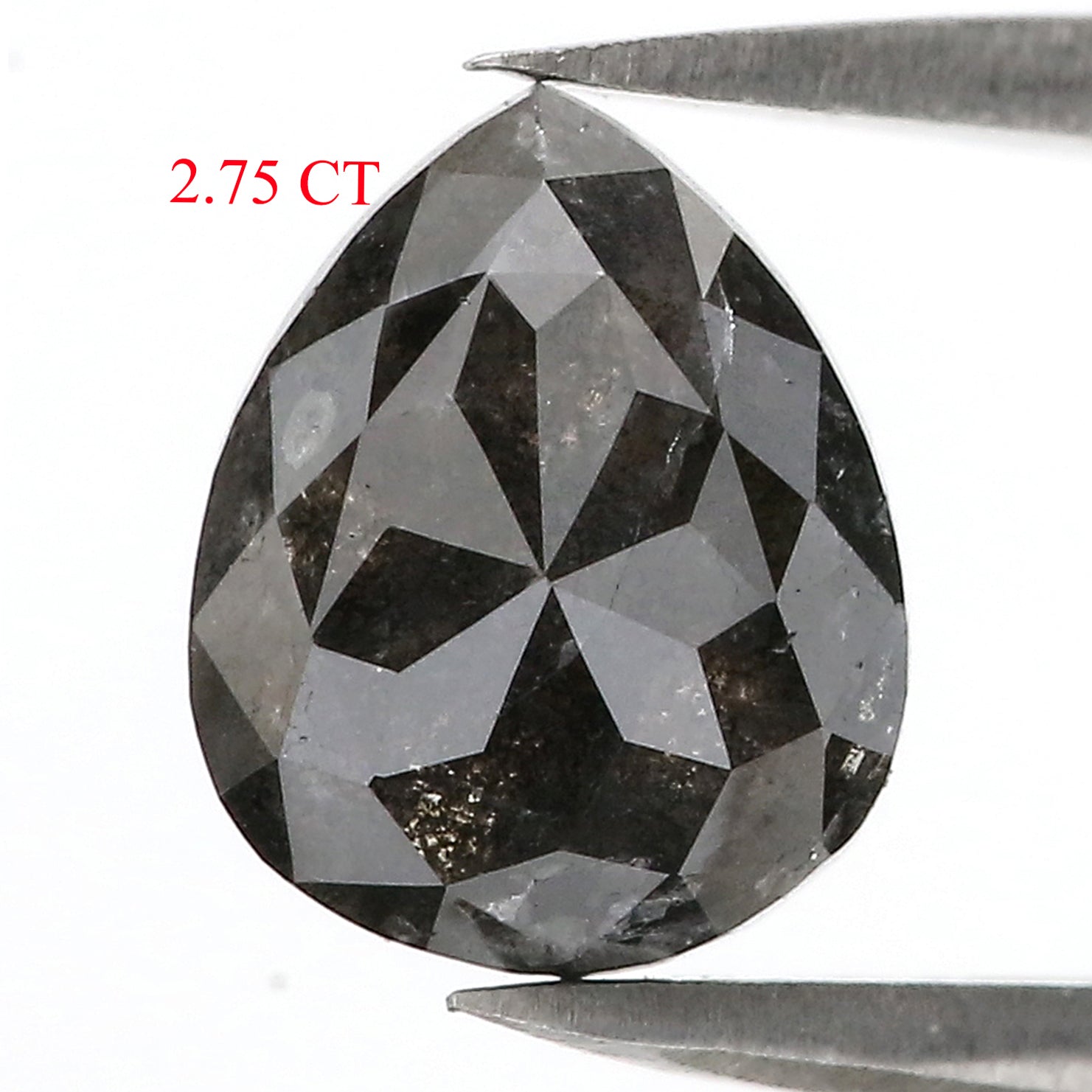 2.75 CT Natural Loose Pear Shape Diamond Salt And Pepper Pear Cut Diamond 9.70 MM Natural Loose Black Grey Pear Rose Cut Diamond QL3082