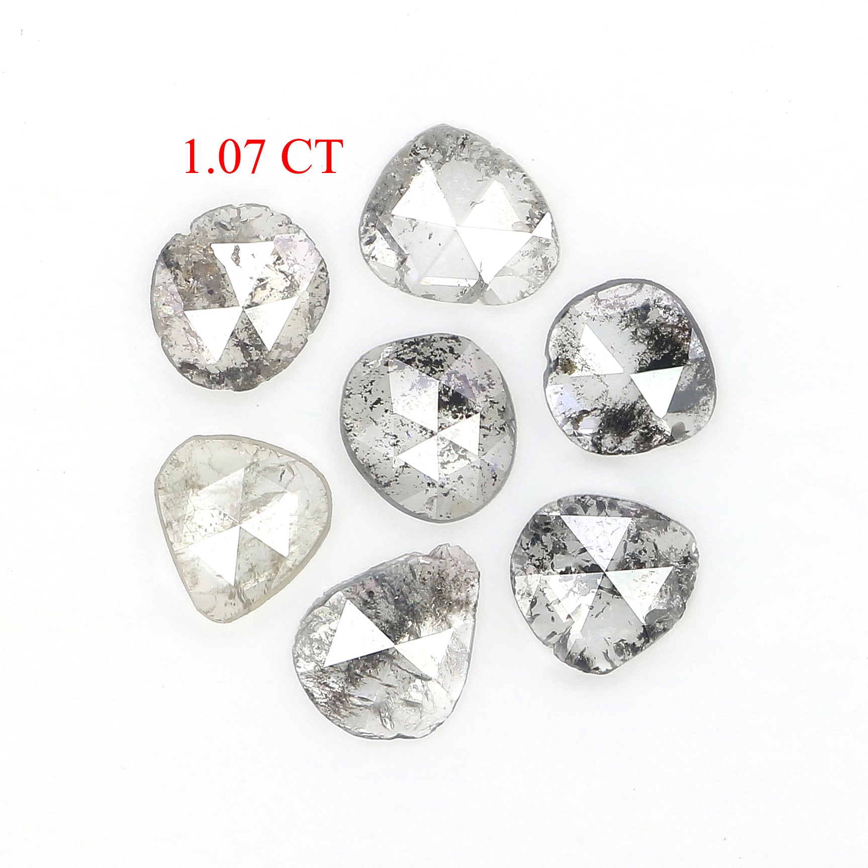 1.07 Ct Natural Loose Slice Cut Diamond Salt And Pepper Uncut Diamond 4.40 MM Natural Diamond Black Grey Color Irregular Cut Diamond LQ3073