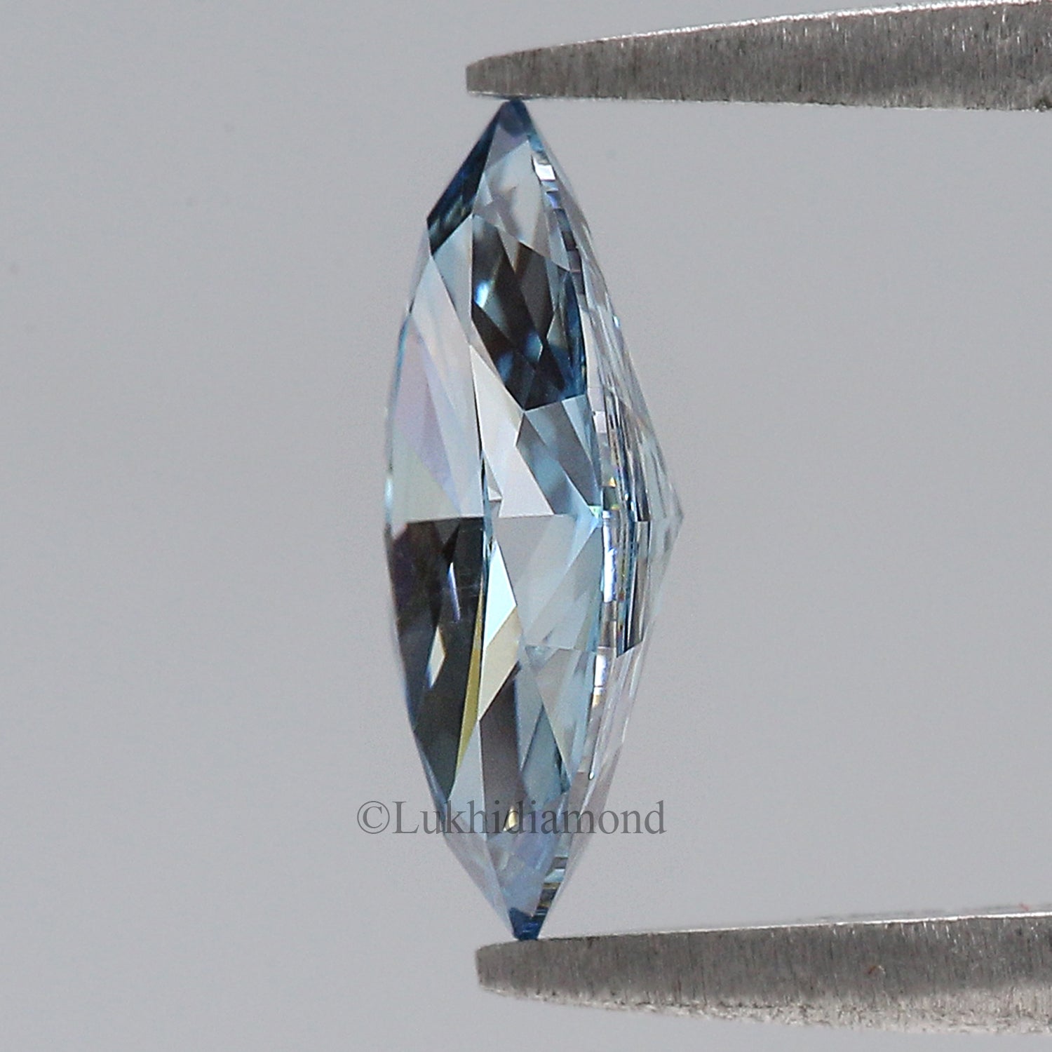 1.11 CT IGI Certified Marquise Modified Brilliant Cut Fancy Vivid Greenish Blue Color SI1 Clarity Diamond CVD Lab Created Diamond L3227