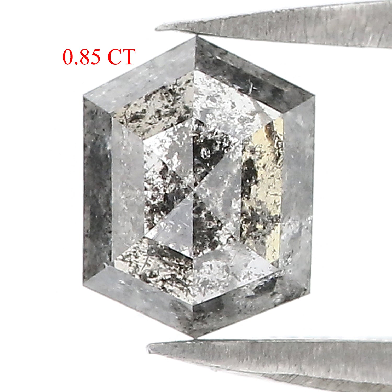 0.85 CT Natural Loose Hexagon Cut Diamond Salt And Pepper Hexagon Diamond 6.55 MM Natural Loose Black Grey Color Hexagon Cut Diamond LQ3076