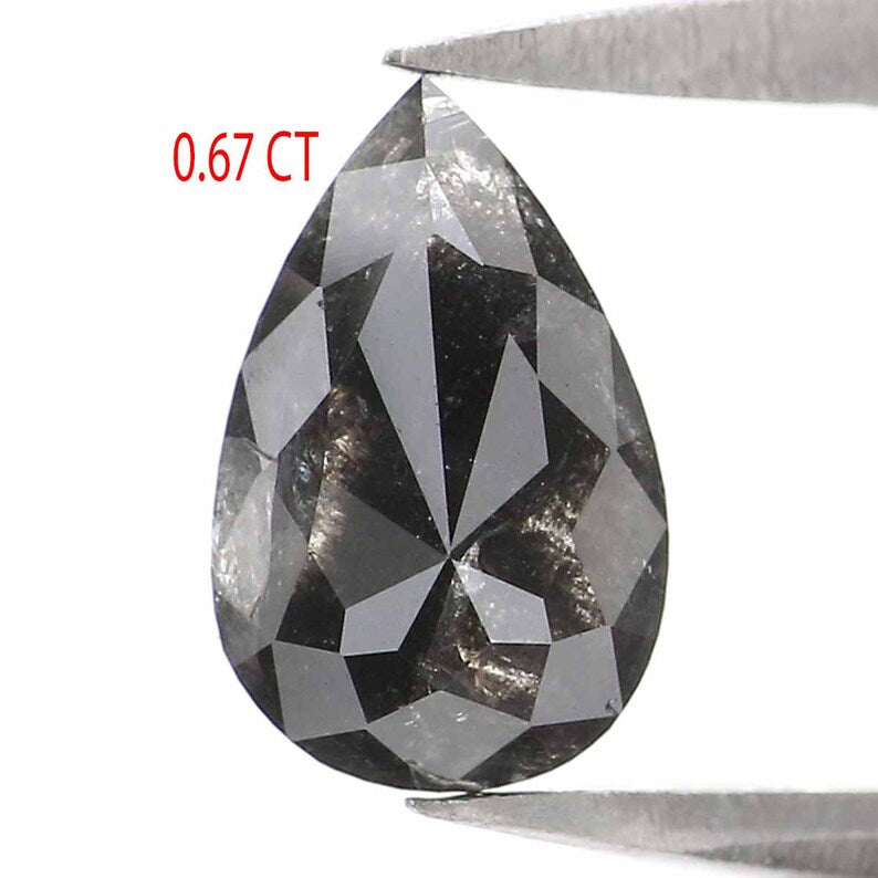 0.67 Ct Natural Loose Pear Shape Diamond Salt And Pepper Pear Cut Diamond 7.30 MM Natural Loose Diamond Pear Shape Rose Cut Diamond LQ2371