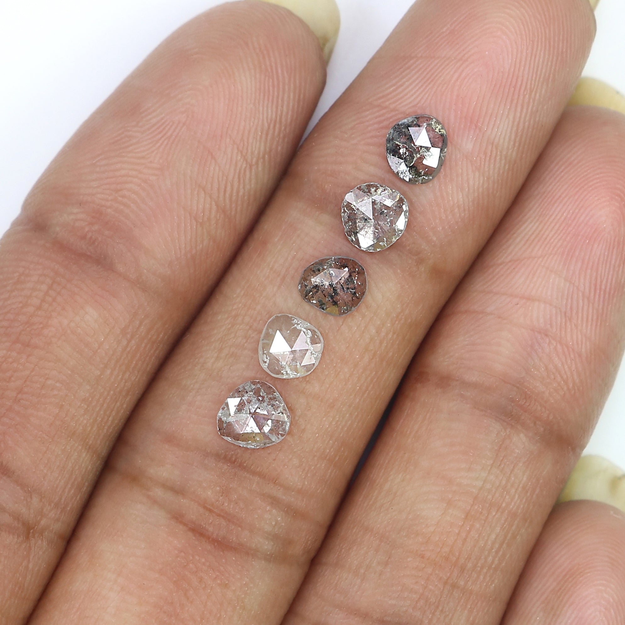 1.27 Ct Natural Loose Slice Cut Diamond Salt And Pepper Uncut Diamond 4.95 MM Natural Diamond Black Grey Color Irregular Cut Diamond LQ3077