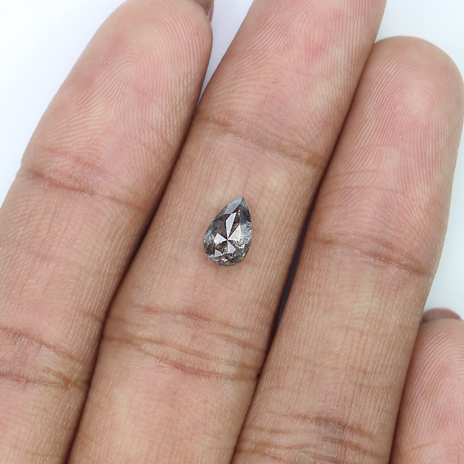 0.70 CT Natural Loose Pear Shape Diamond Salt And Pepper Pear Cut Diamond 7.25 MM Natural Black Grey Color Pear Rose Cut Diamond LQ3183