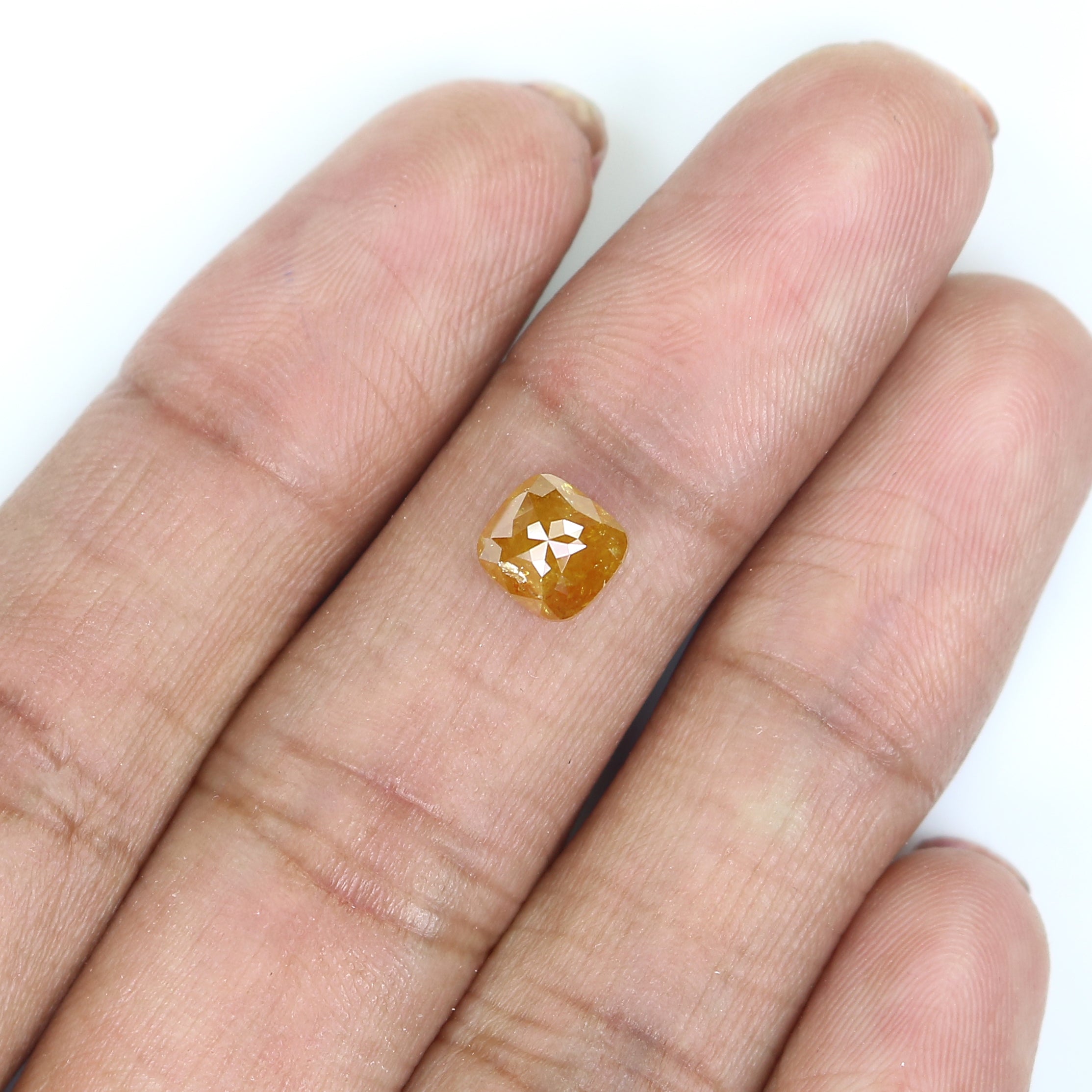 1.50 CT Natural Loose Cushion Shape Diamond Yellow Color Cushion Cut Diamond 6.15 MM Natural Brown Color Cushion Rose Cut Diamond QL9258