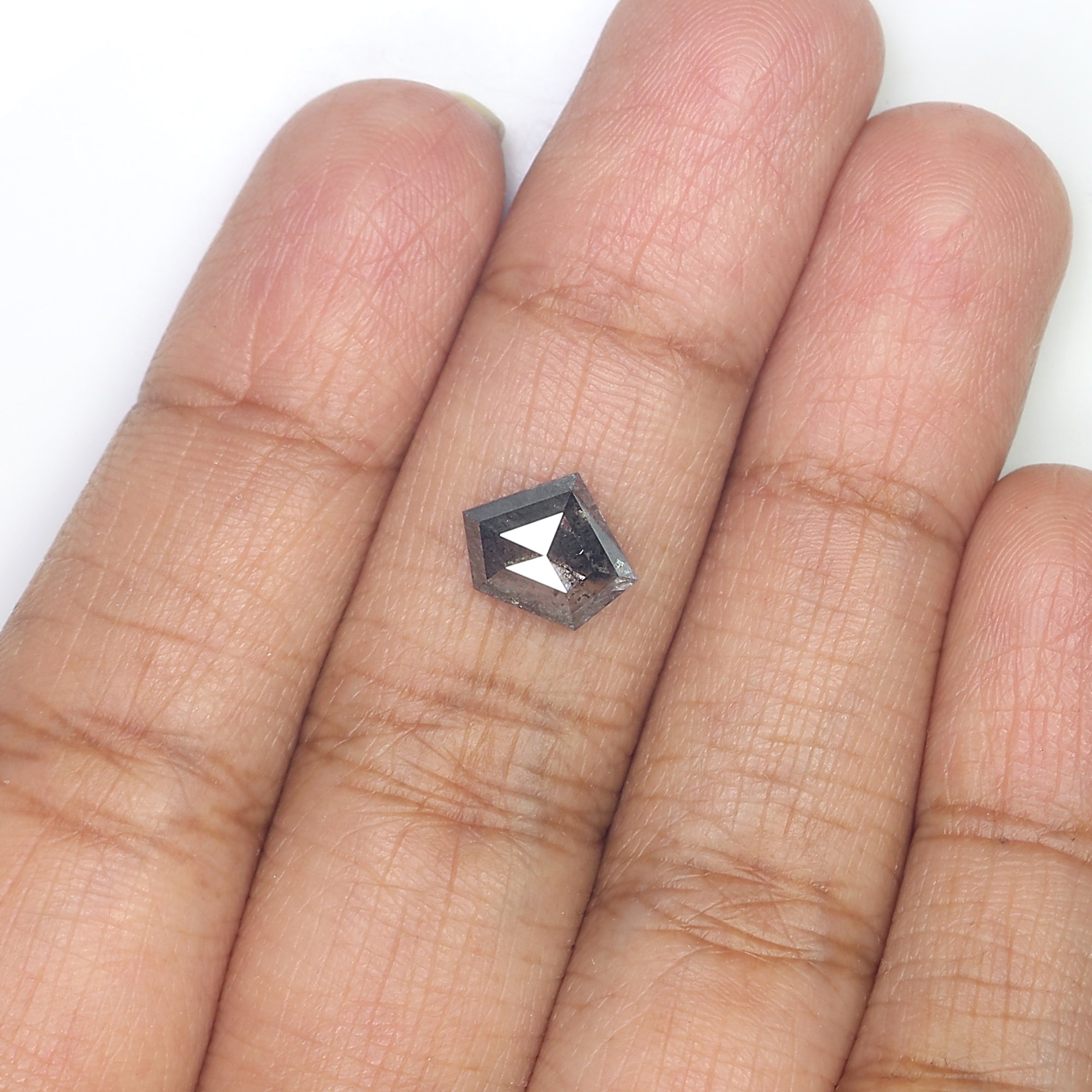 1.63 CT Natural Loose Shield Diamond Black Grey Color Diamond 7.25 MM Natural Loose Diamond Salt And Pepper Shield Rose Cut Diamond QL9263