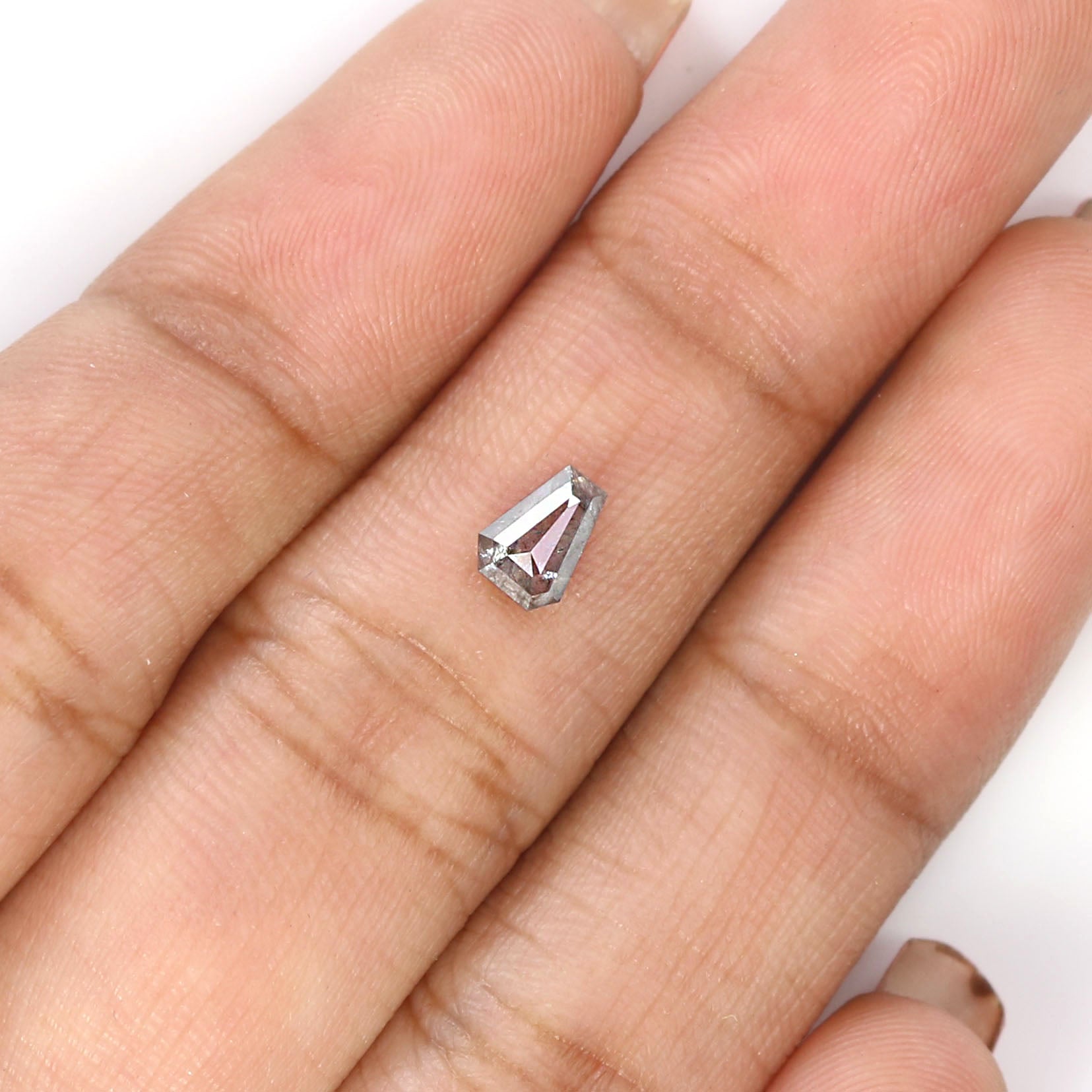 0.42 CT Natural Loose Coffin Shape Diamond Salt And Pepper Coffin Diamond 5.55 MM Natural Black Grey Color Coffin Rose Cut Diamond QL2159