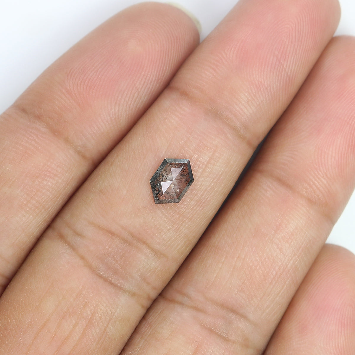 0.46 CT Natural Loose Hexagon Shape Diamond Salt And Pepper Hexagon Cut Diamond 7.50 MM Natural Black Grey Hexagon Rose Cut Diamond QL3132