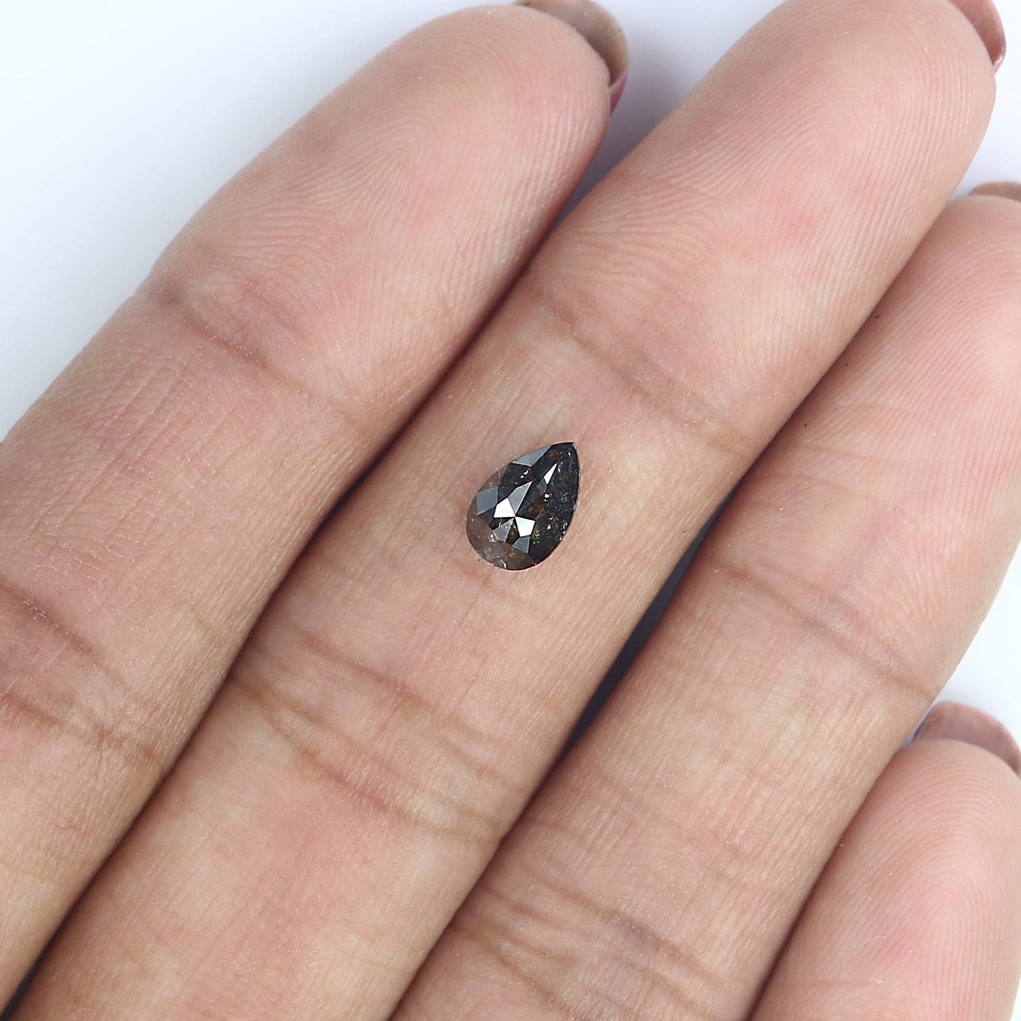 0.73 CT Natural Loose Pear Shape Diamond Salt And Pepper Pear Rose Cut Diamond 7.10 MM Black Grey Color Pear Shape Rose Cut Diamond QL1025