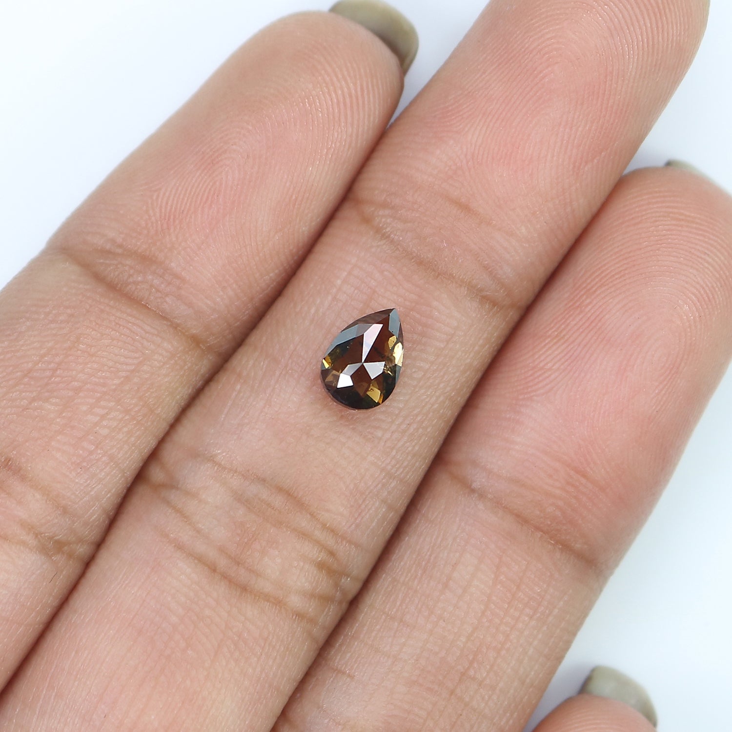 0.80 CT Natural Loose Pear Shape Diamond Black Brown Color Pear Cut Diamond 6.60 MM Natural Loose Pear Shape Rose Cut Diamond LQ8989