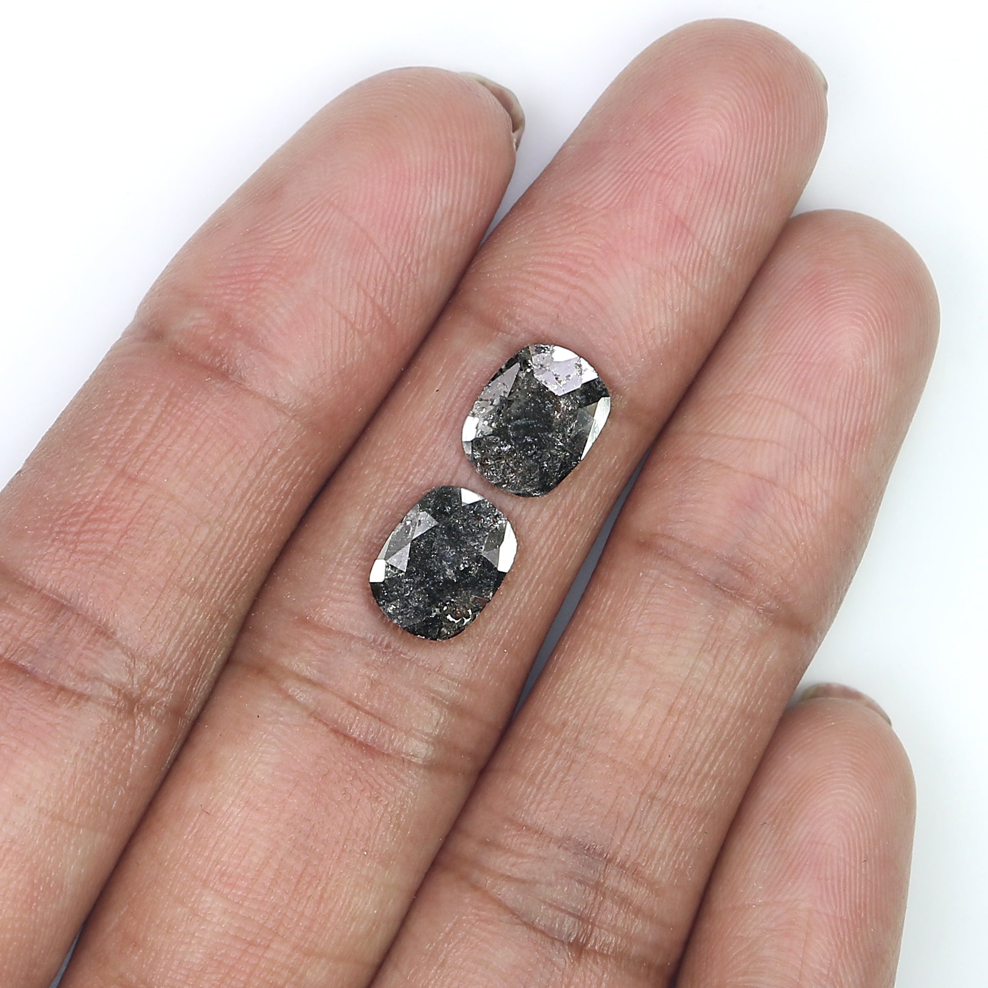 1.70 CT Natural Loose Oval Cut Pair Diamond Salt And Pepper Oval Shape Diamond 8.90 MM Natural Black Grey Oval Rose Cut Diamond LQ3167