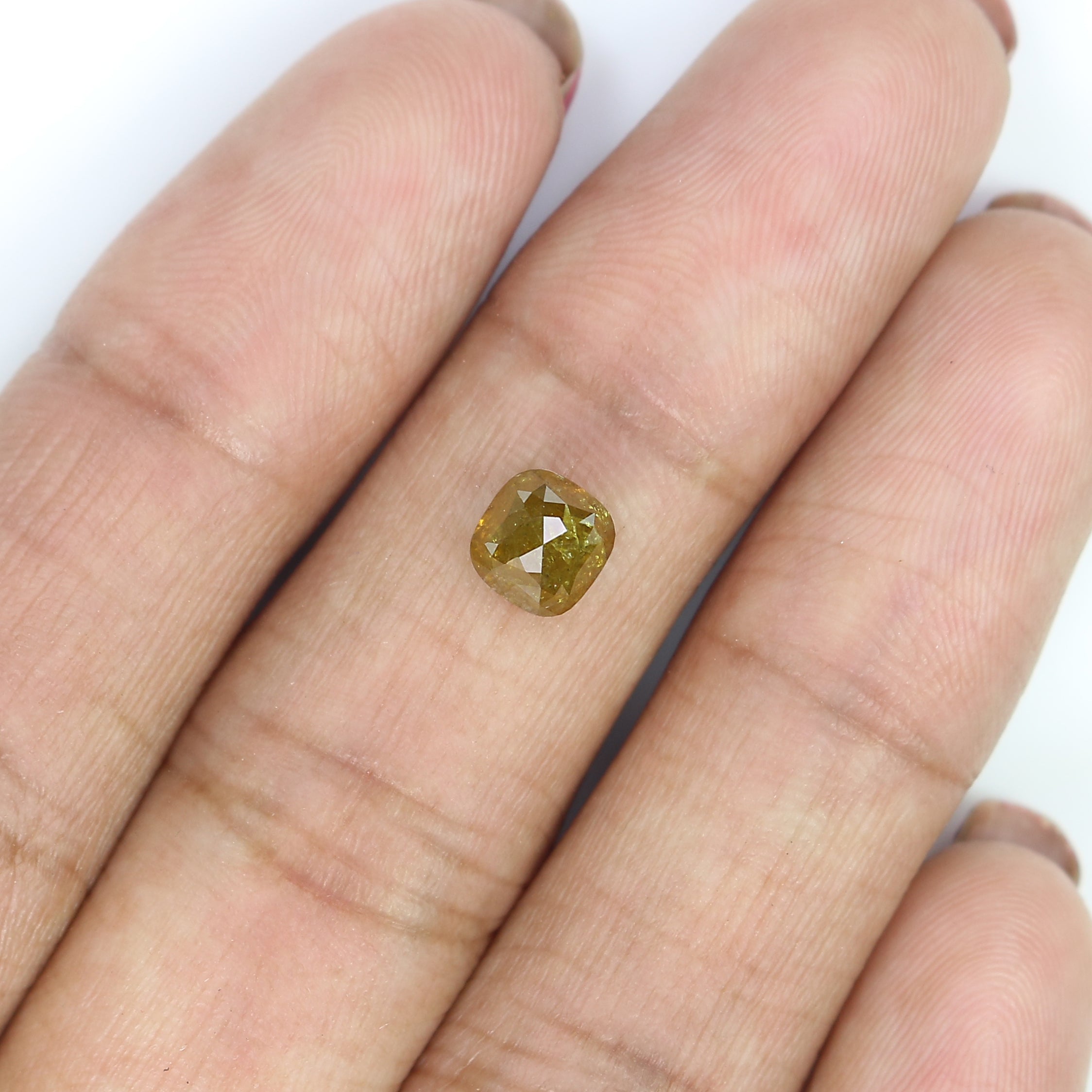 1.29 CT Natural Loose Cushion Shape Diamond Yellow Color Cushion Cut Diamond 5.75 MM Natural Yellow Diamond Cushion Rose Cut Diamond LQ2854