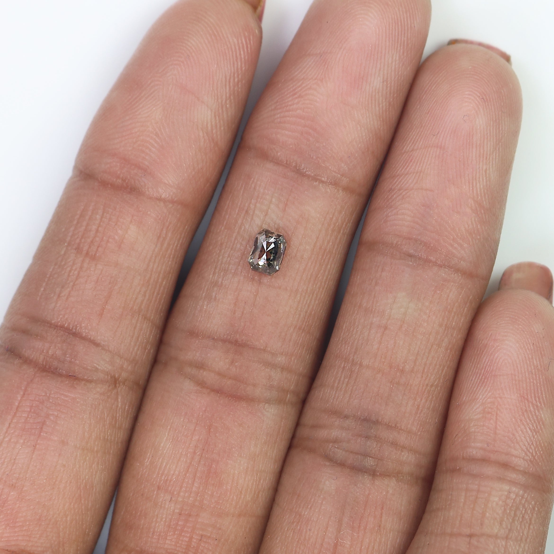 0.39 CT Natural Loose Emerald Shape Diamond Salt And Pepper Emerald Shape Diamond 4.55 MM Black Grey Color Emerald Rose Cut Diamond QL239