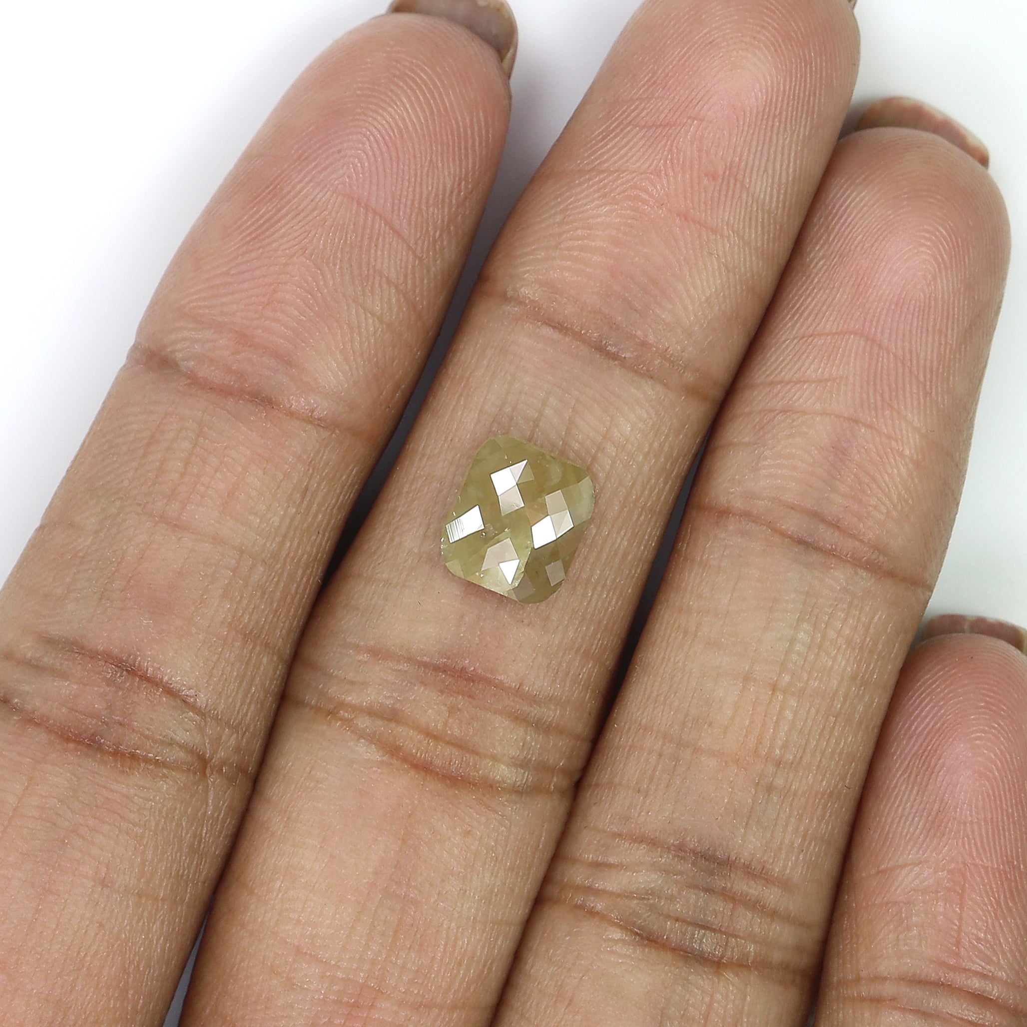 Natural Loose Cushion Green Grey Color Diamond 1.97 CT 8.00 MM Cushion Shape Rose Cut Diamond KR116