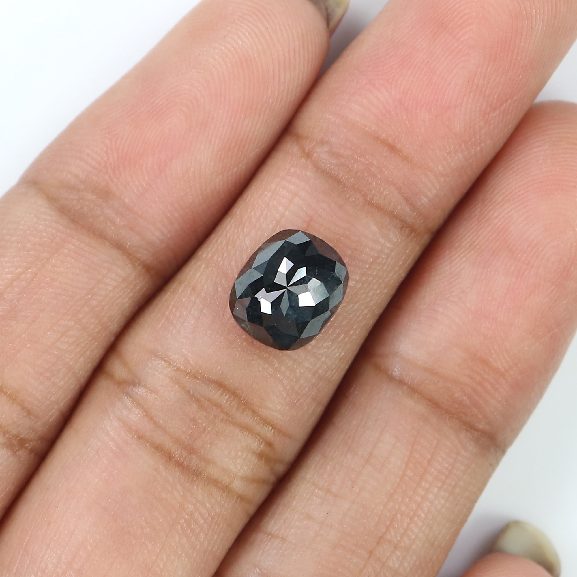 2.21 CT Natural Loose Cushion Shape Diamond Black Color Cushion Rose Cut Diamond 8.27 MM Natural Cushion Shape Black Color Diamond QL3068