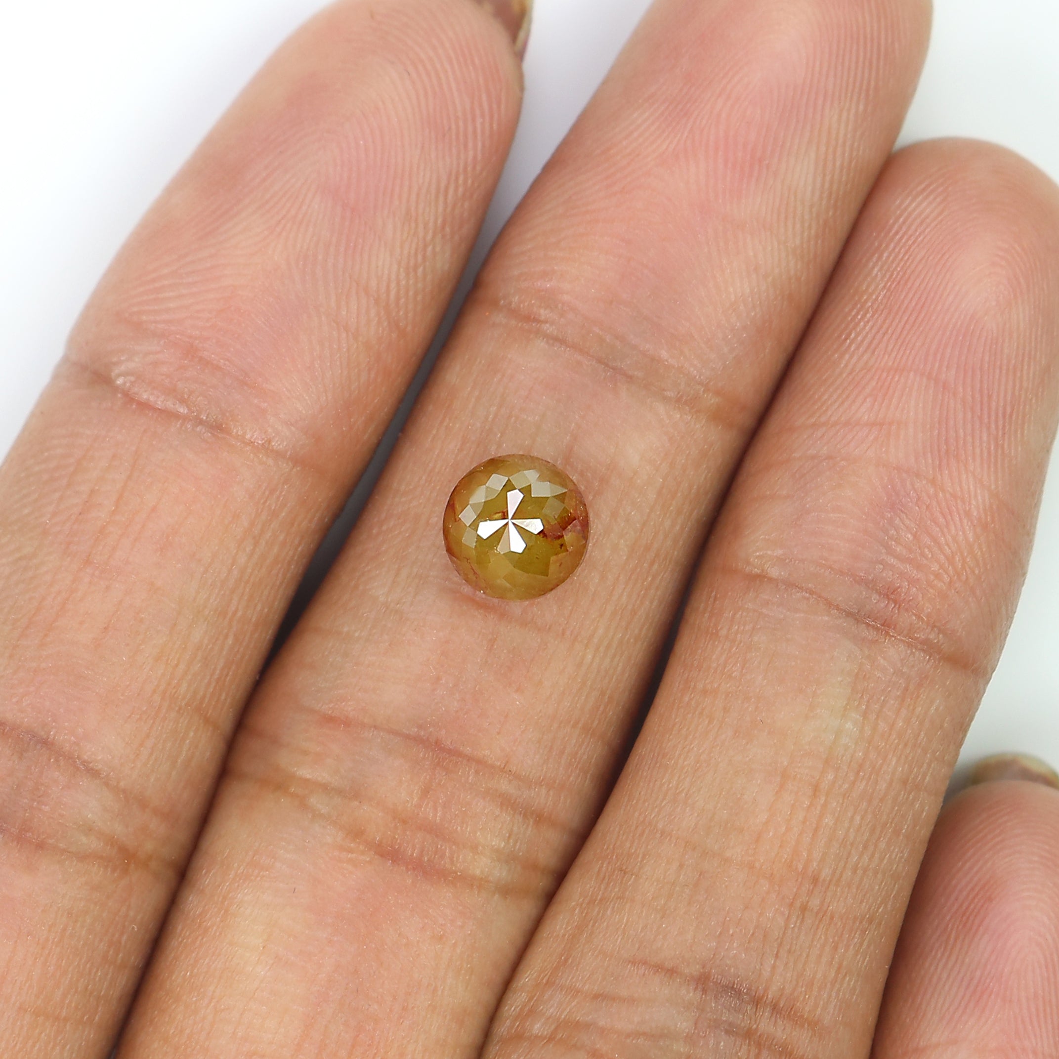 1.84 CT Natural Loose Round Rose Cut Diamond Brown Color Round Shape Diamond 6.60 MM Natural Yellow Diamond Round Rose Cut Diamond LQ5280