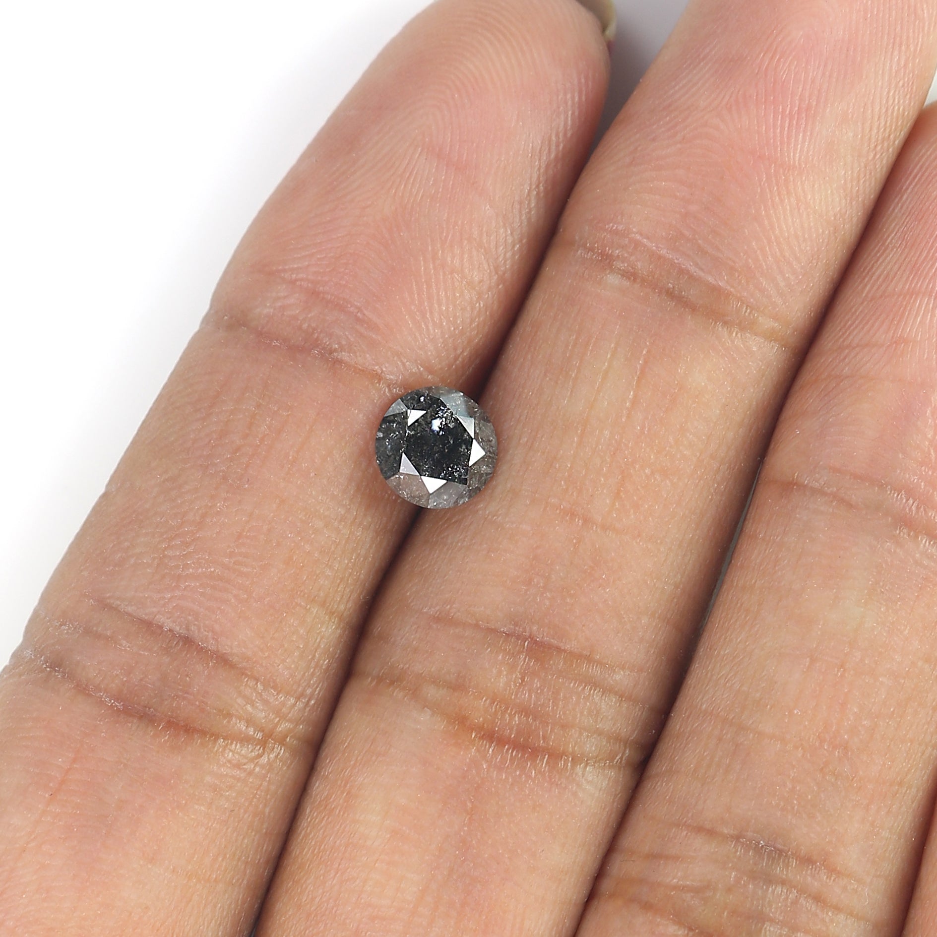 1.09 CT Natural Loose Round Shape Diamond Salt And Pepper Round Cut Diamond 6.25 MM Black Grey Color Round Brilliant Cut Diamond LQ1159