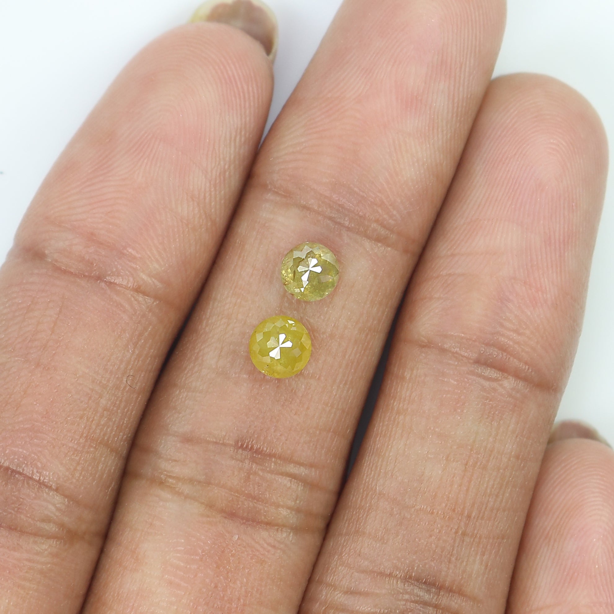 1.10 CT Natural Loose Round Rose Cut Pair Diamond Yellow Color Round Shape Diamond 4.50 MM Natural Yellow Round Rose Cut Diamond LQ6527