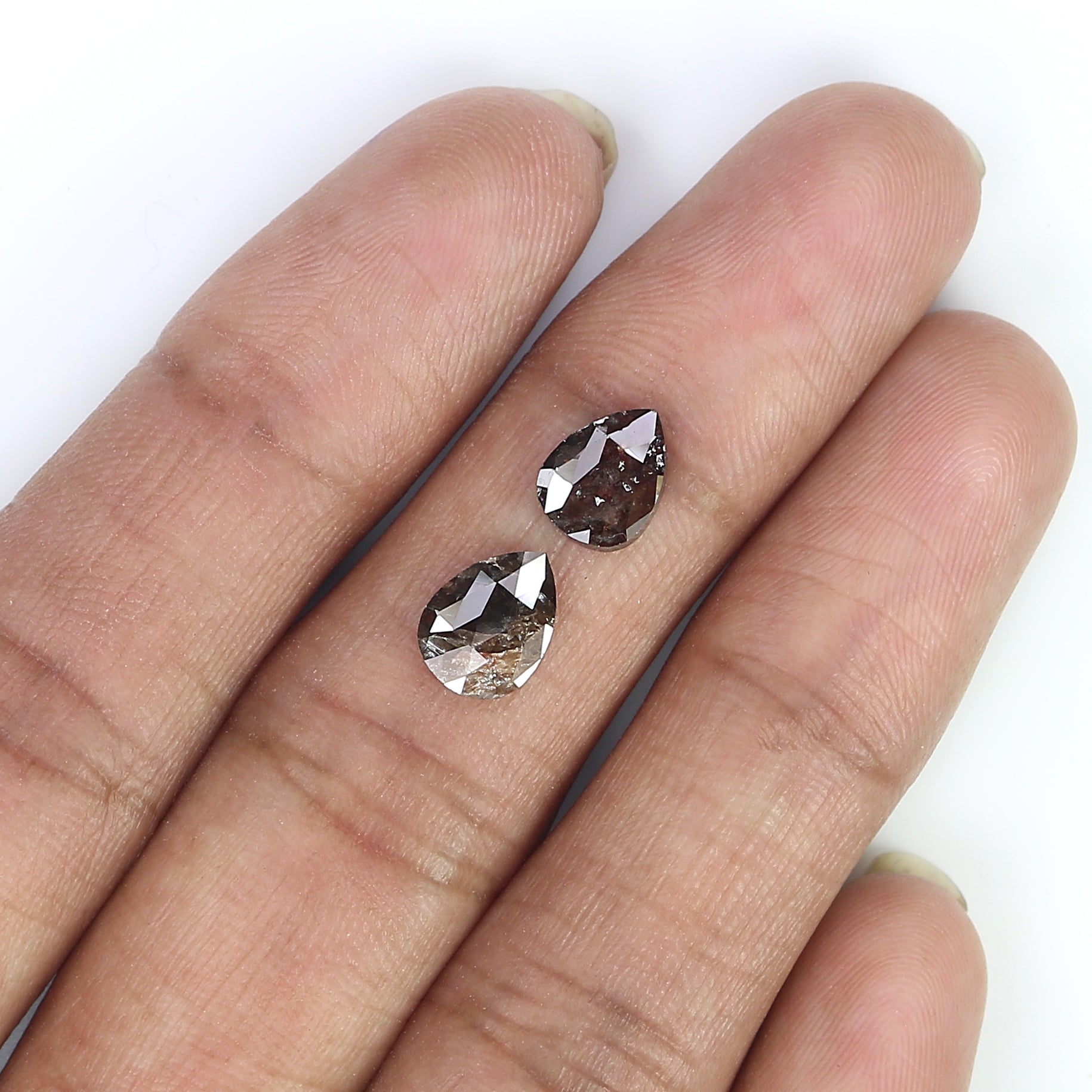 2.20 CT Natural Loose Pear Cut Pair Diamond Brown Color Pear Shape Diamond 8.30 MM Natural Loose Brown Color Pear Rose Cut Diamond LQ3171