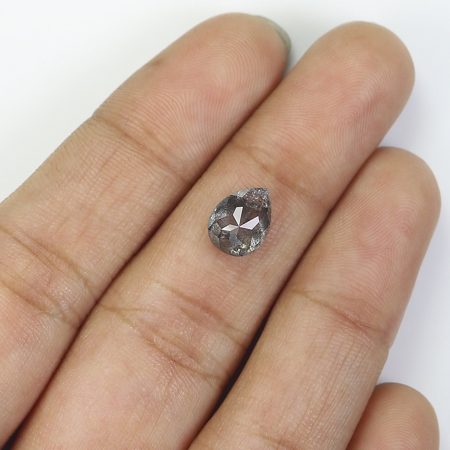 1.83 CT Natural Loose Pear Shape Diamond Salt And Pepper Pear Cut Diamond 8.80 MM Natural Black Grey Color Pear Rose Cut Diamond LQ3299