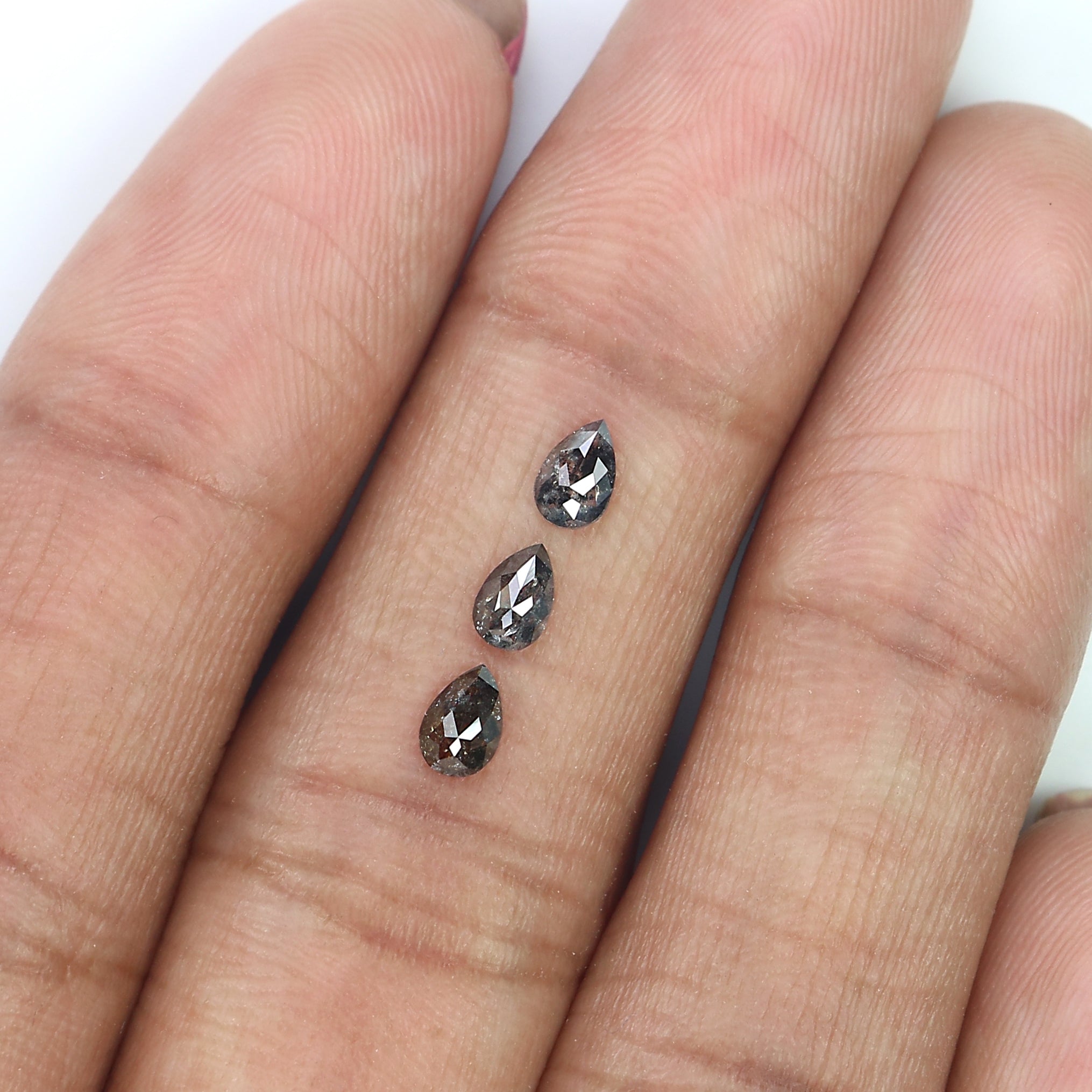 0.49 CT Natural Loose Pear Shape Diamond Salt And Pepper Pear Diamond 4.45 MM Natural Loose Black Grey Color Pear Rose Cut Diamond LQ2829