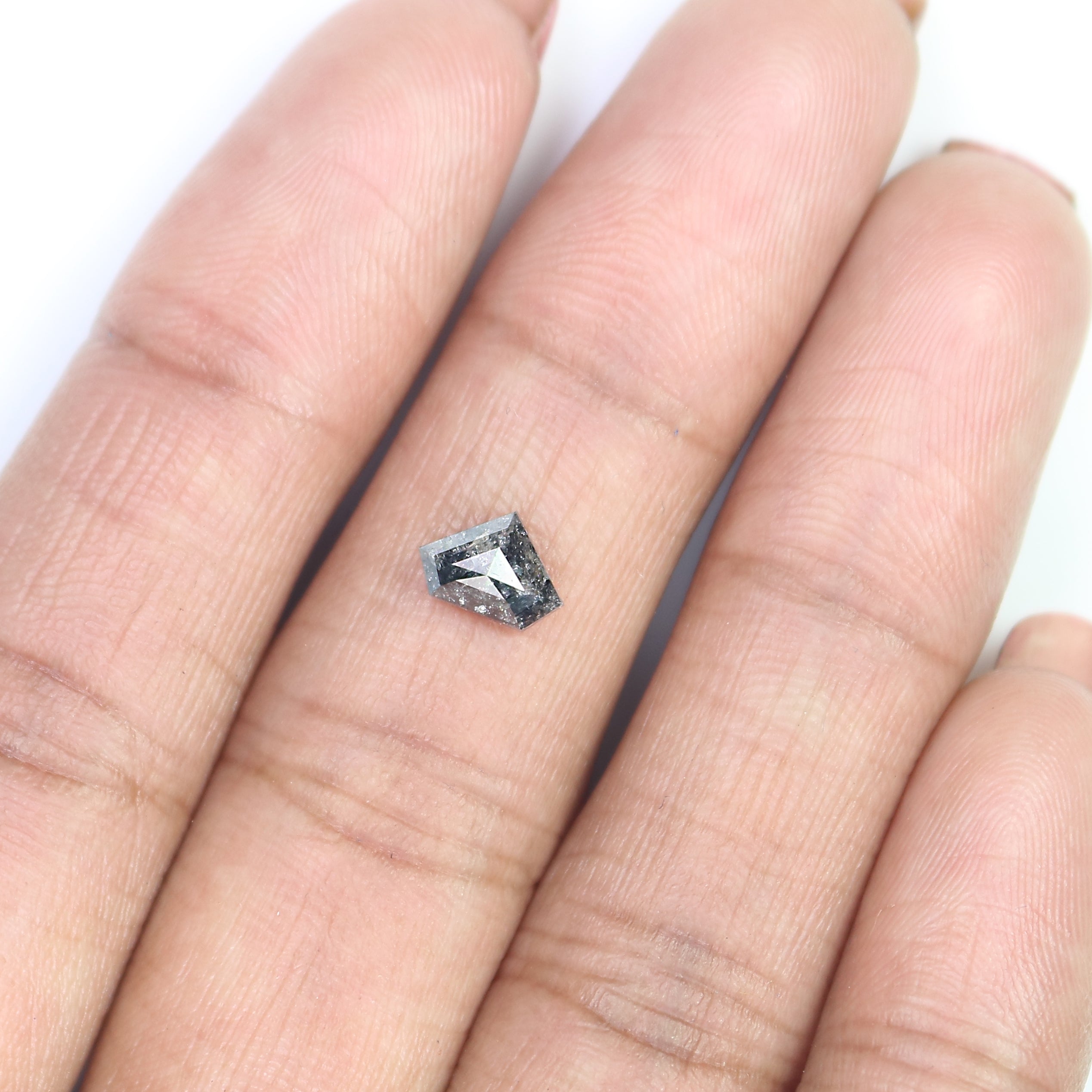 0.72 CT Natural Loose Shield Shape Diamond Salt And Pepper Shield Diamond 5.25 MM Natural Loose Black Color Shield Rose Cut Diamond QL007