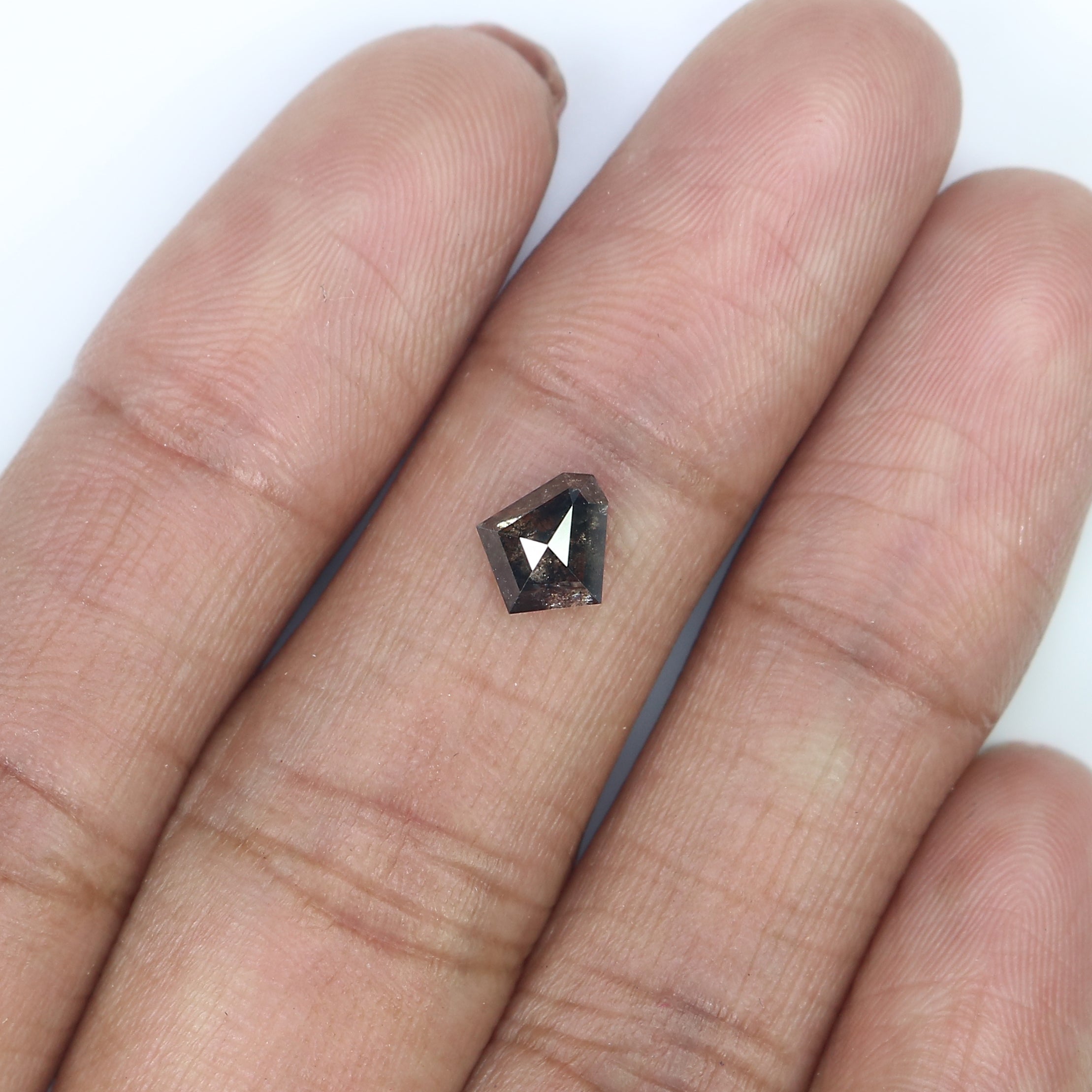 0.96 CT Natural Loose Shield Diamond Black Grey Color Diamond 7.15 MM Natural Loose Diamond Salt And Pepper Shield Rose Cut Diamond QK2040