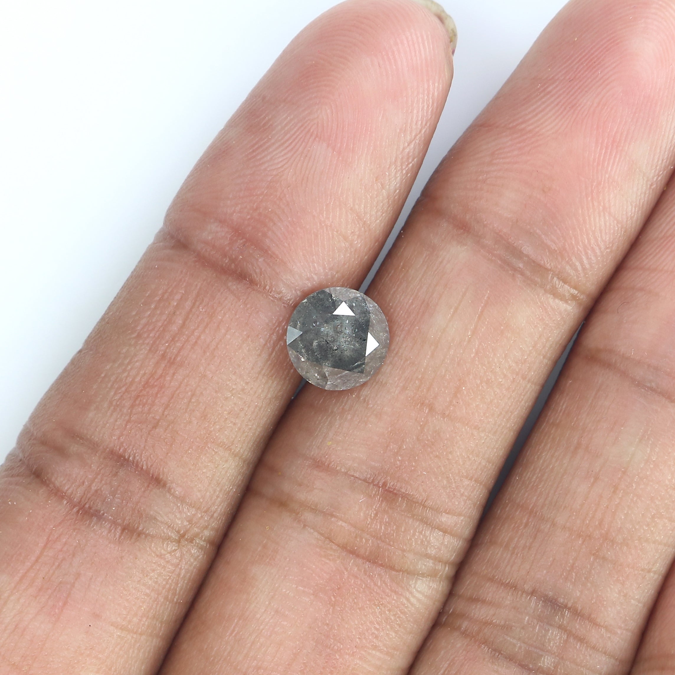 2.11 CT Natural Loose Round Shape Diamond Black Grey Color Round Cut Diamond 7.50 MM Salt And Pepper Round Brilliant Cut Diamond QK1991