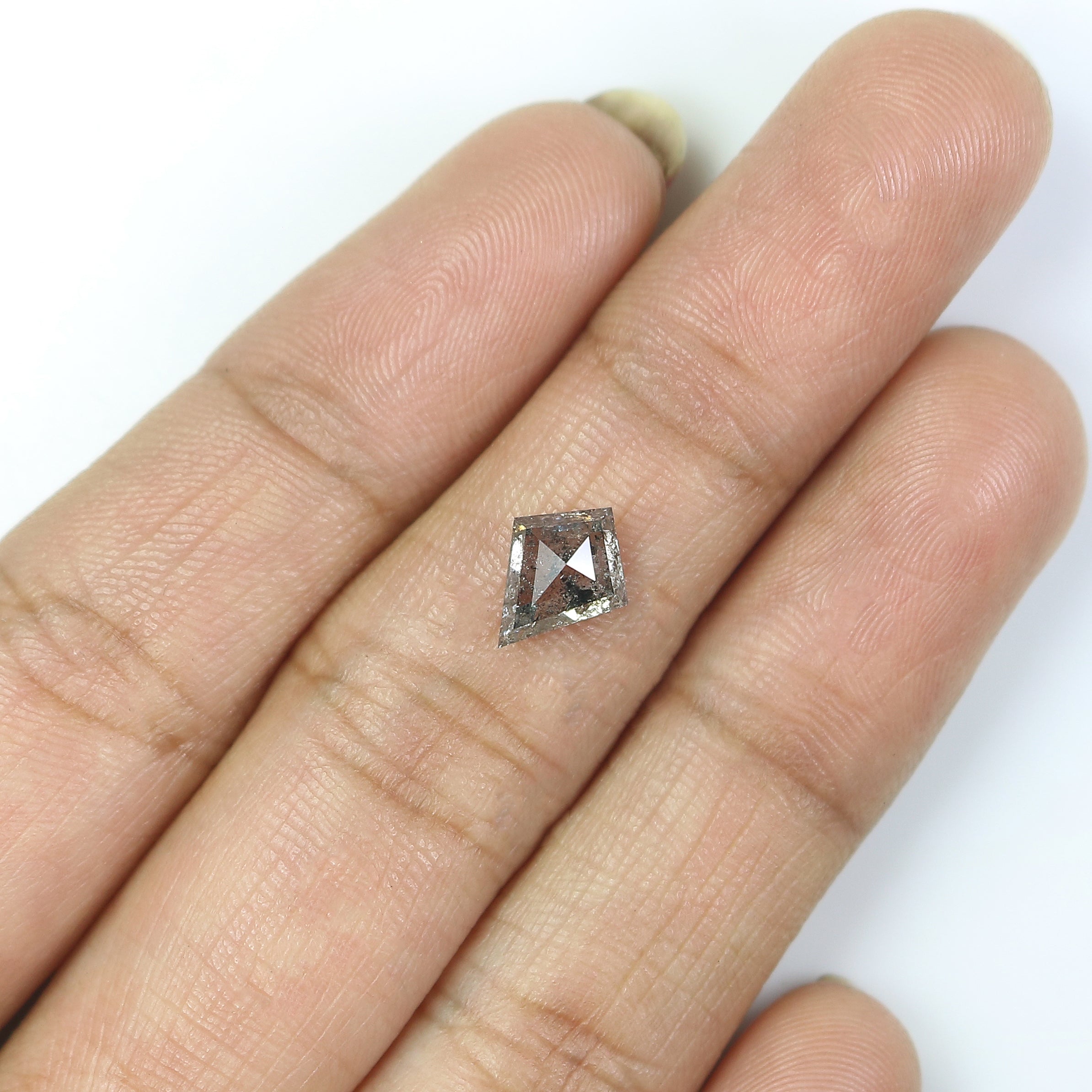 1.05 CT Natural Loose Kite Shape Diamond Salt And Pepper Kite Cut Diamond 8.55 MM Natural Black Grey Color Kite Rose Cut Diamond LQ3277