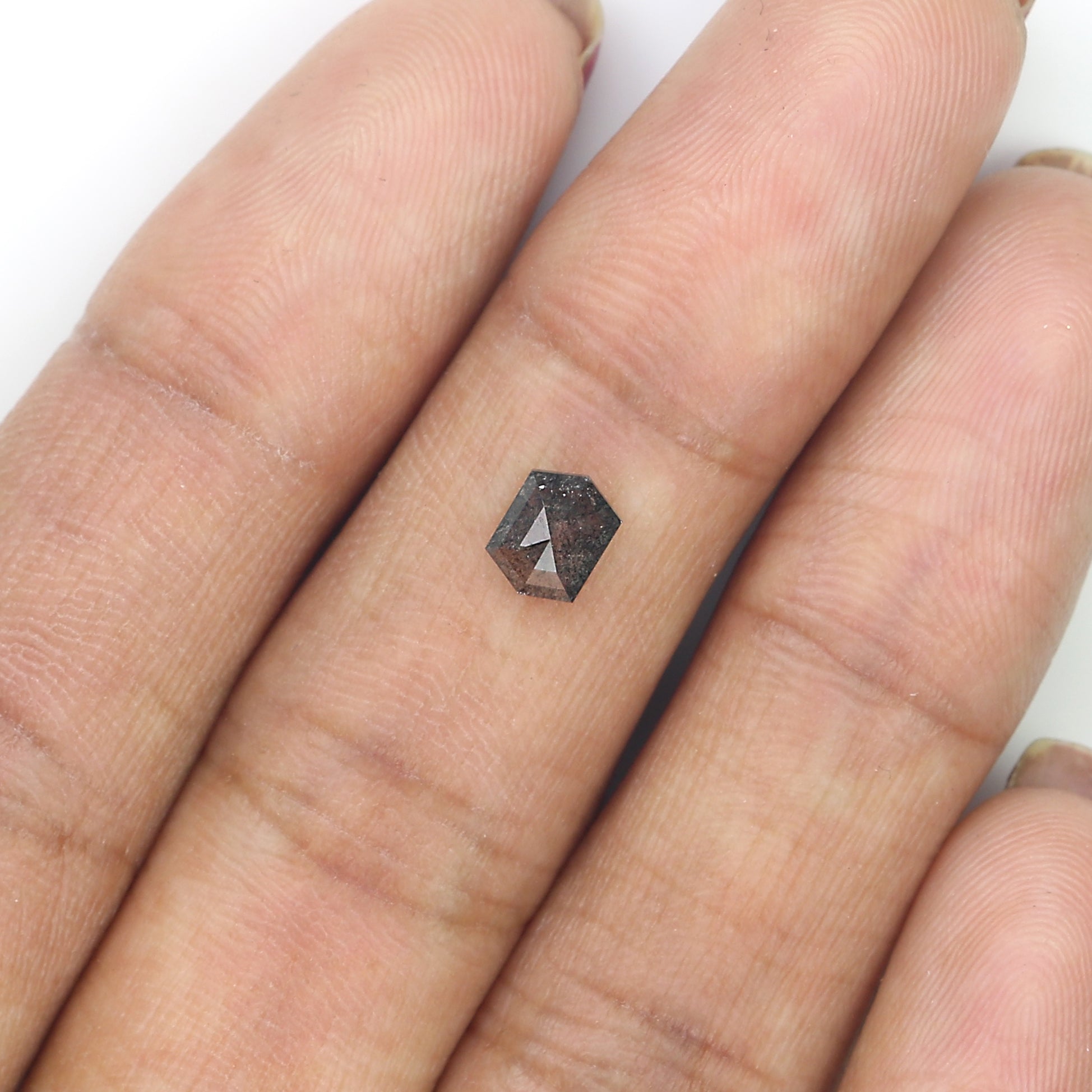 0.59 CT Natural Loose Hexagon Cut Diamond Salt And Pepper Hexagon Diamond 5.85 MM Natural Loose Black Grey Color Hexagon Cut Diamond QL935