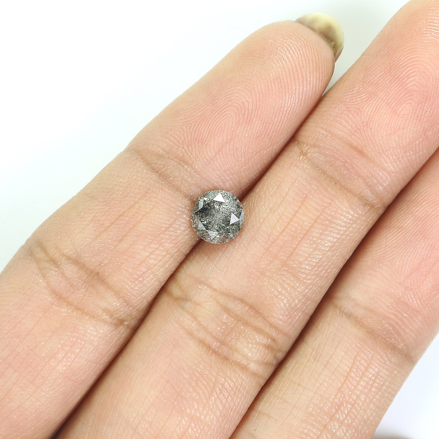 0.90 CT Natural Loose Round Shape Diamond Black Grey Color Round Cut Diamond 5.75 MM Salt And Pepper Round Brilliant Cut Diamond LQ3278