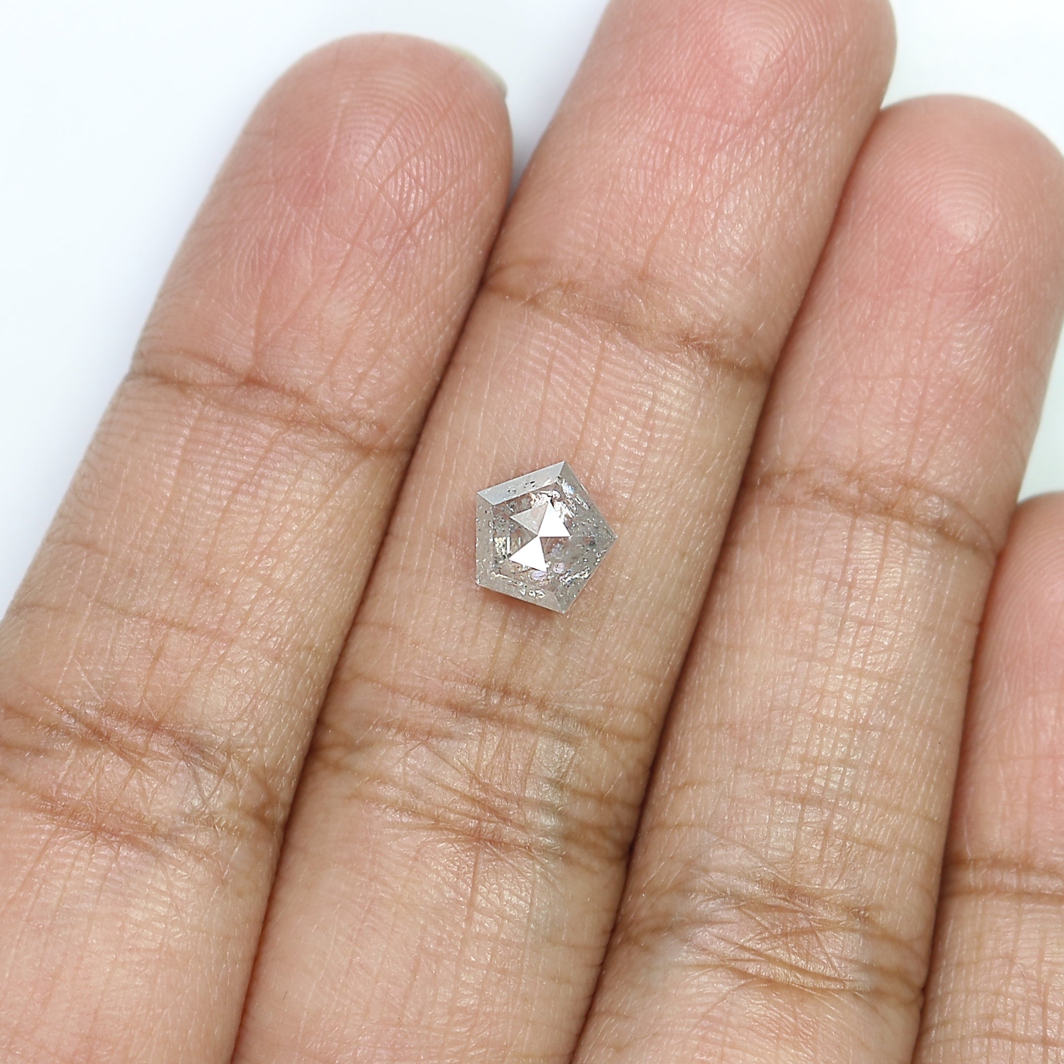 1.28 Ct Natural Loose Pentagon Shape Diamond Grey Color Pentagon Cut Diamond 6.75 MM Natural Grey Diamond Pentagon Rose Cut Diamond QL9877