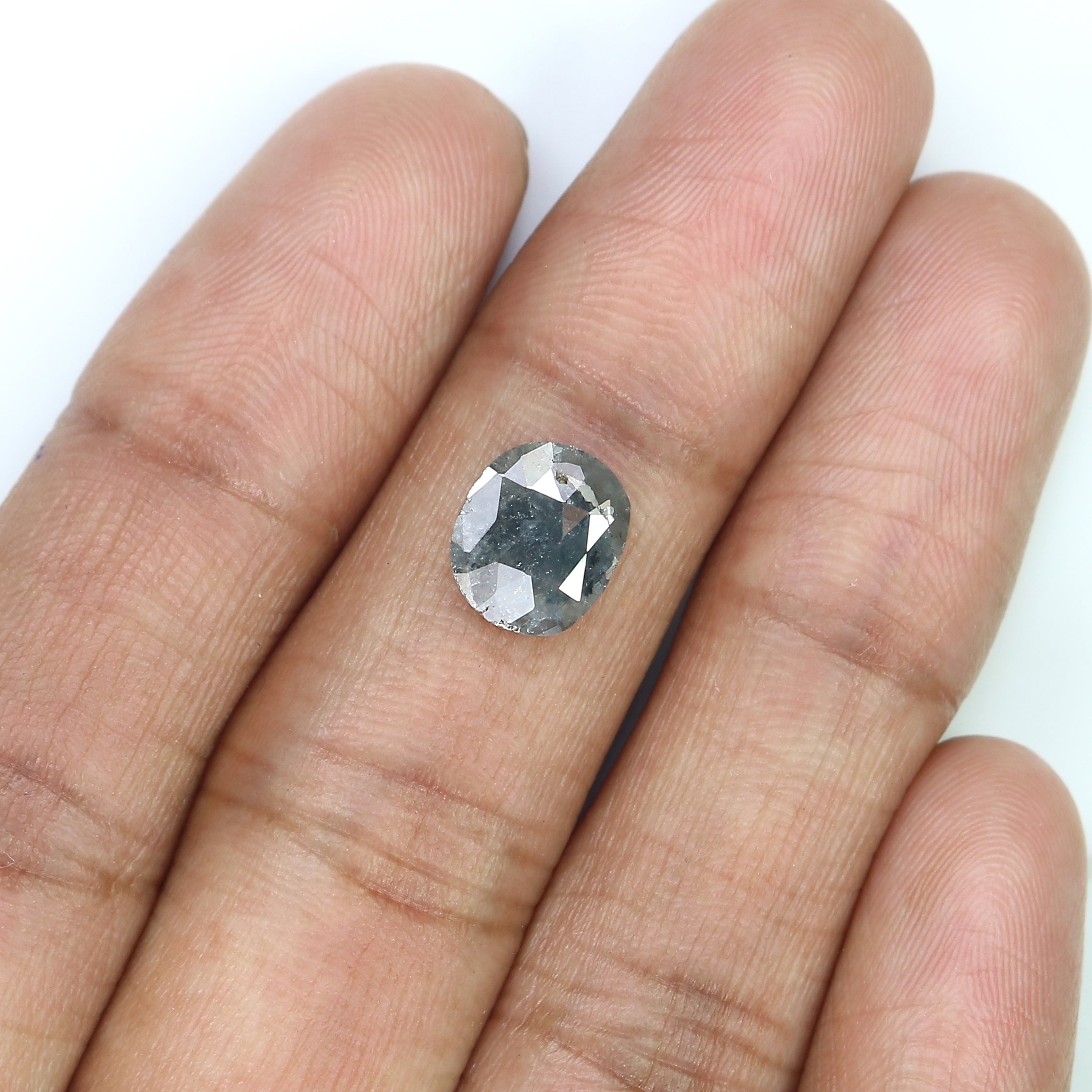 2.24 CT Natural Loose Oval Shape Diamond Salt And Pepper Oval Cut Diamond 8.85 MM Natural Loose Black Grey Color Oval Rose Cut Diamond LQ3145