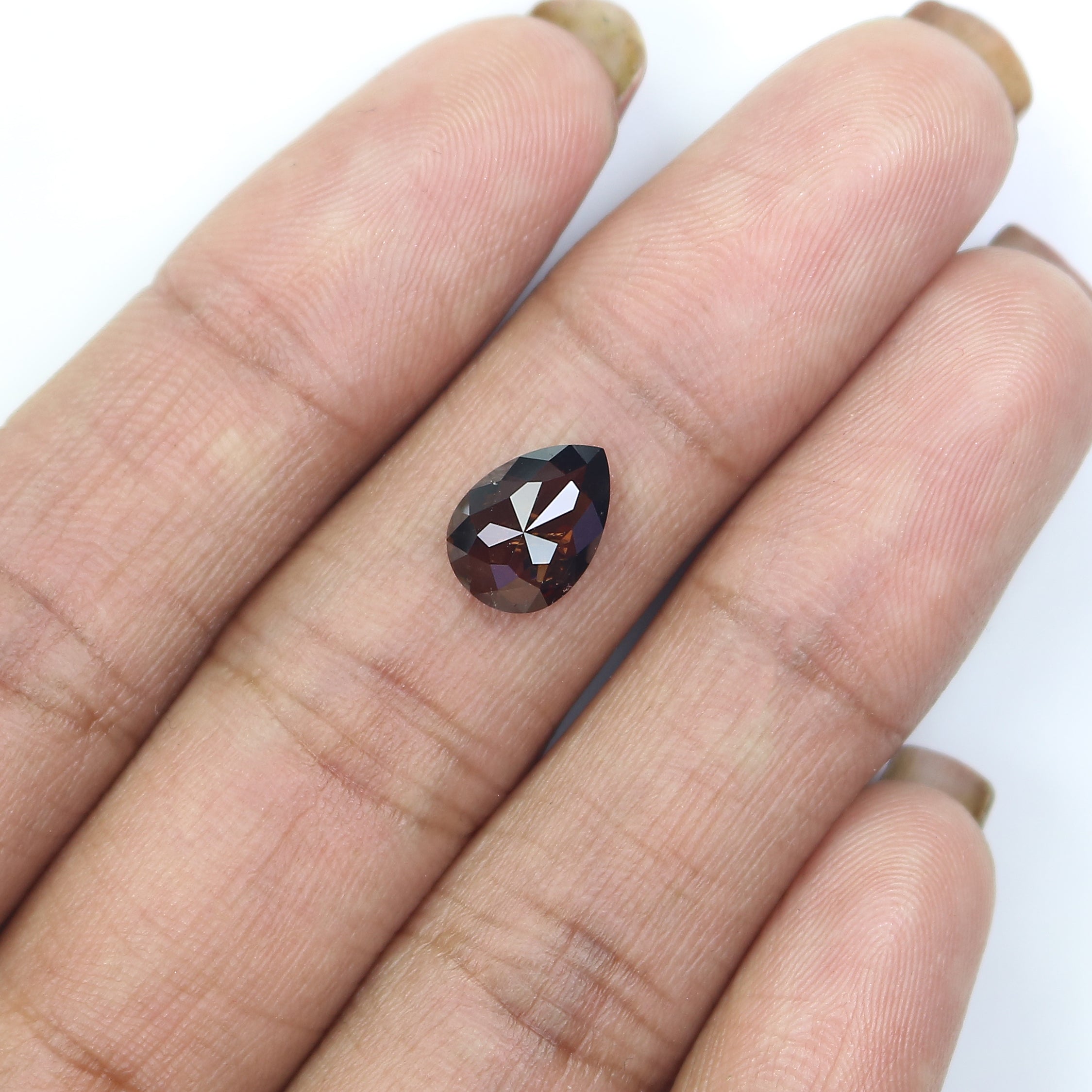 1.93 CT Natural Loose Pear Shape Diamond Brown Color Pear Cut Diamond 9.70 MM Natural Loose Brown Diamond Pear Rose Cut Diamond LQ3274