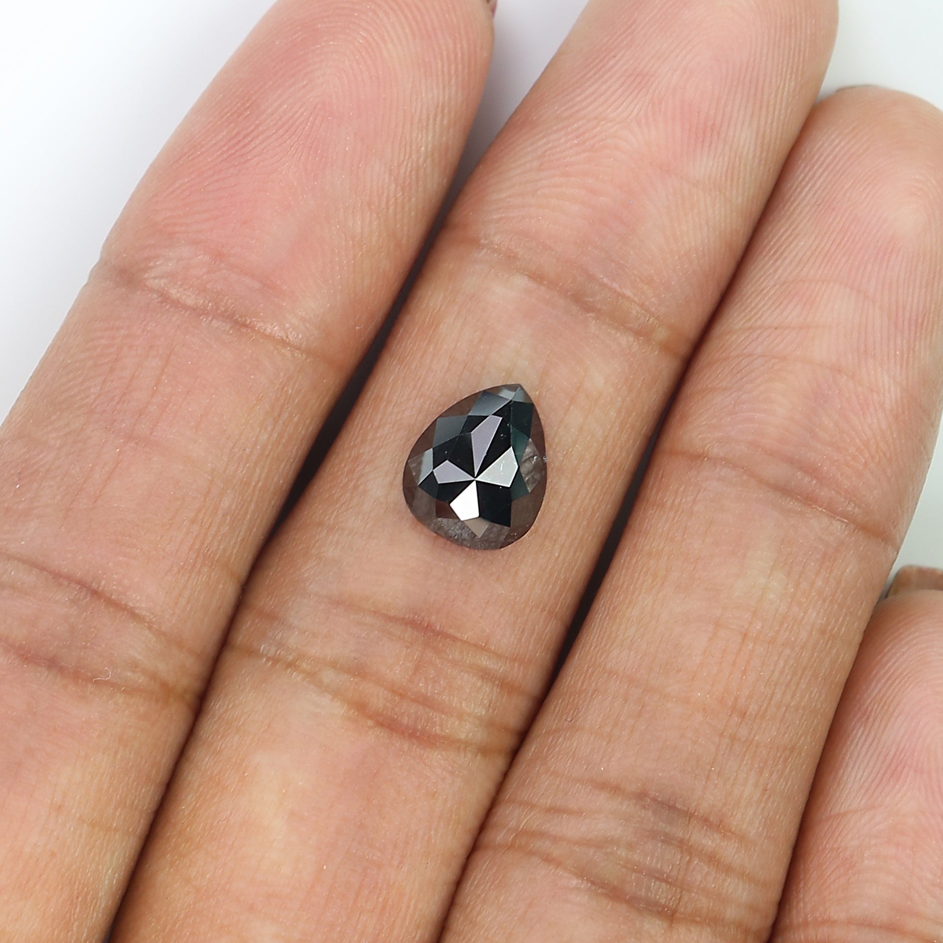 1.62 CT Natural Loose Pear Shape Diamond Black Color Pear Cut Diamond 8.80 MM Natural Loose Black Color Diamond Pear Rose Cut Diamond LQ6183