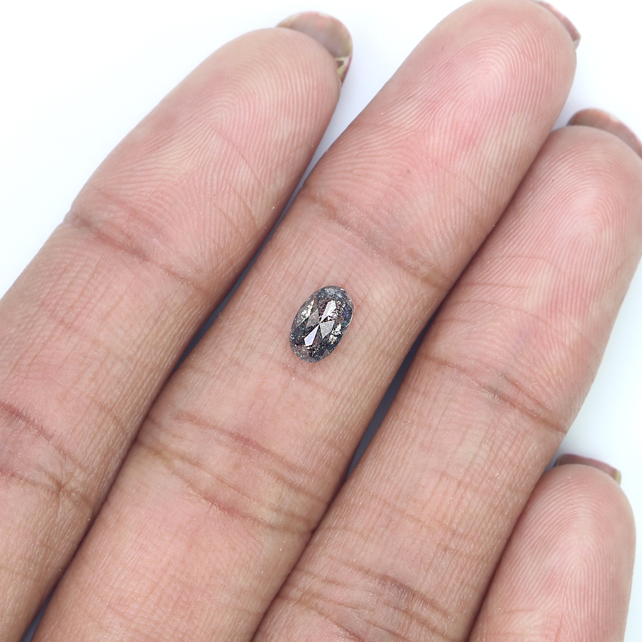 0.56 Ct Natural Loose Oval Shape Diamond Black Grey Color Oval Cut Diamond 6.50 MM Natural Loose Salt and Pepper Oval Shape Diamond QL074