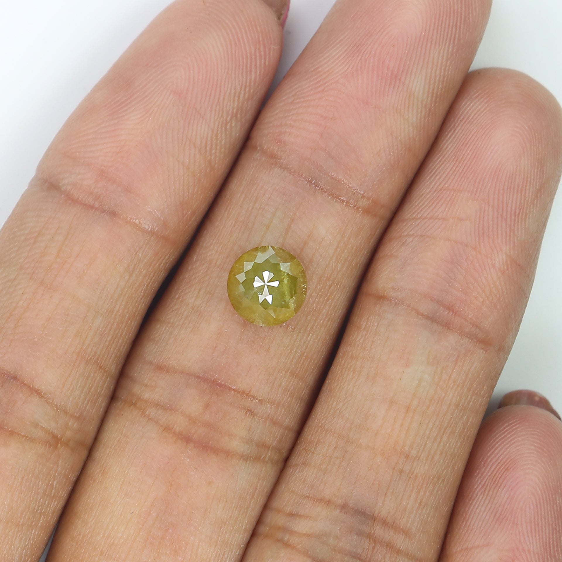 1.87 CT Natural Loose Round Rose Cut Diamond Yellow Color Round Shape Diamond 6.75 MM Natural Green Color Round Rose Cut Diamond LQ9857