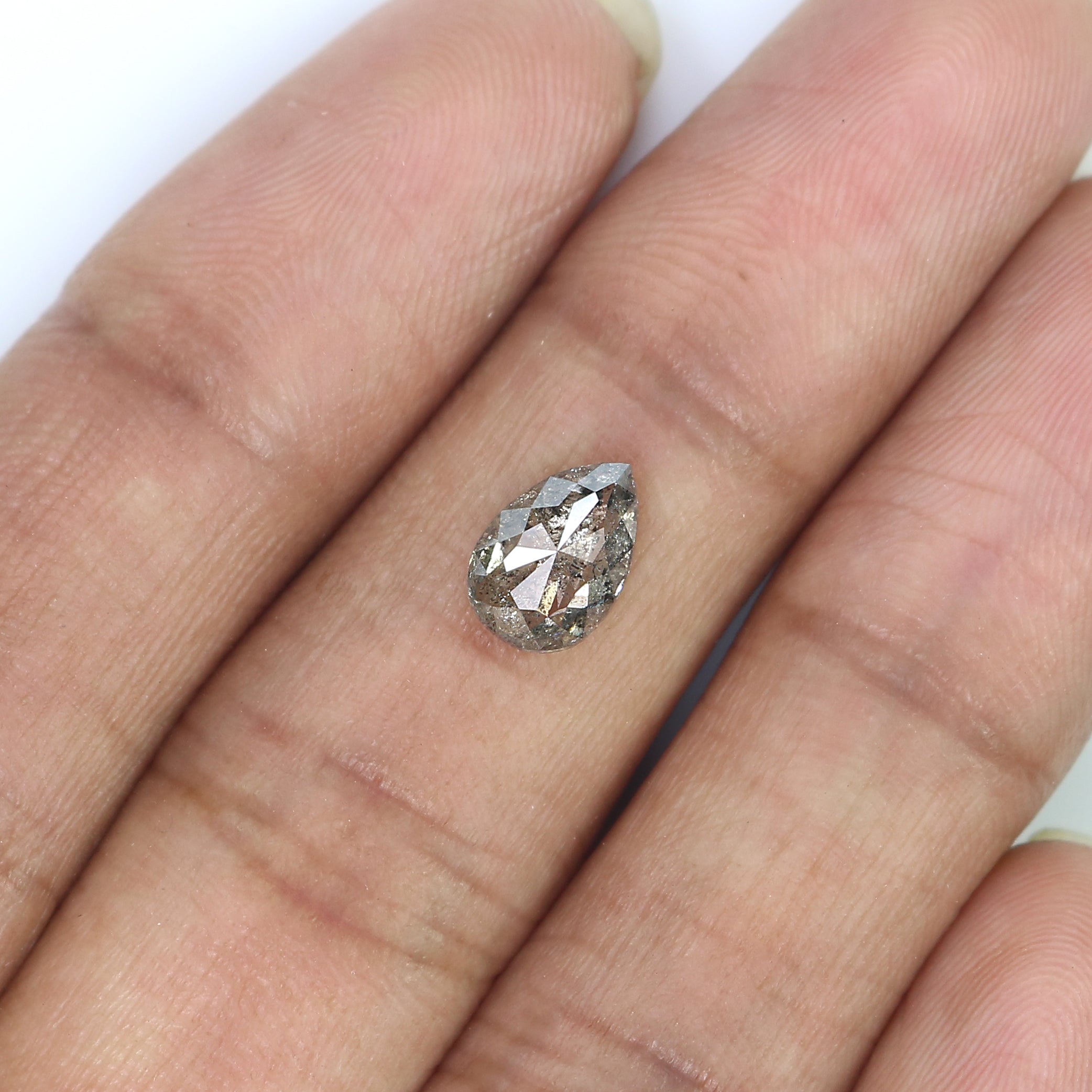 1.26 CT Natural Loose Pear Shape Diamond Salt And Pepper Pear Cut Diamond 8.50 MM Natural Loose Black Grey Color Pear Rose Cut Diamond LC76