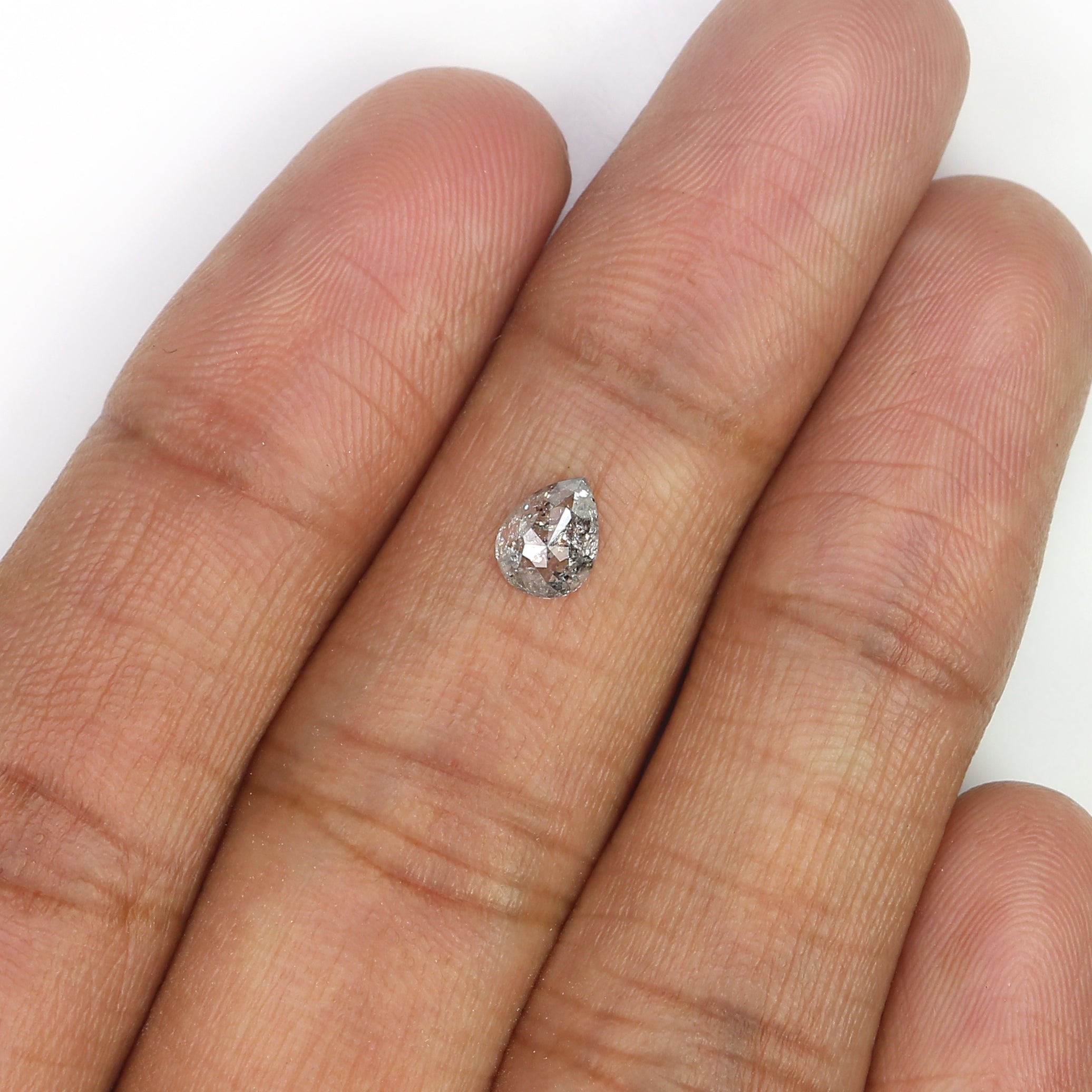 0.34 CT Natural Loose Pear Shape Diamond Salt And Pepper Pear Rose Cut Diamond 5.80 MM Natural Loose Black Grey Color Pear Diamond QL3127