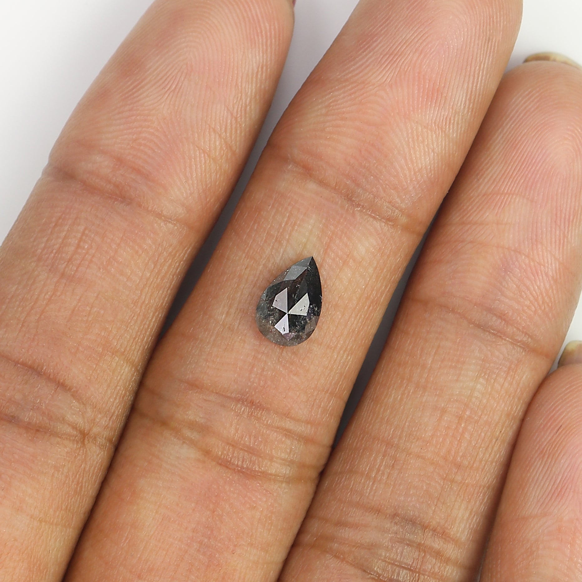 0.86 CT Natural Loose Pear Shape Diamond Salt And Pepper Pear Rose Cut Diamond 7.80 MM Natural Black Grey Color Pear Shape Diamond QL168