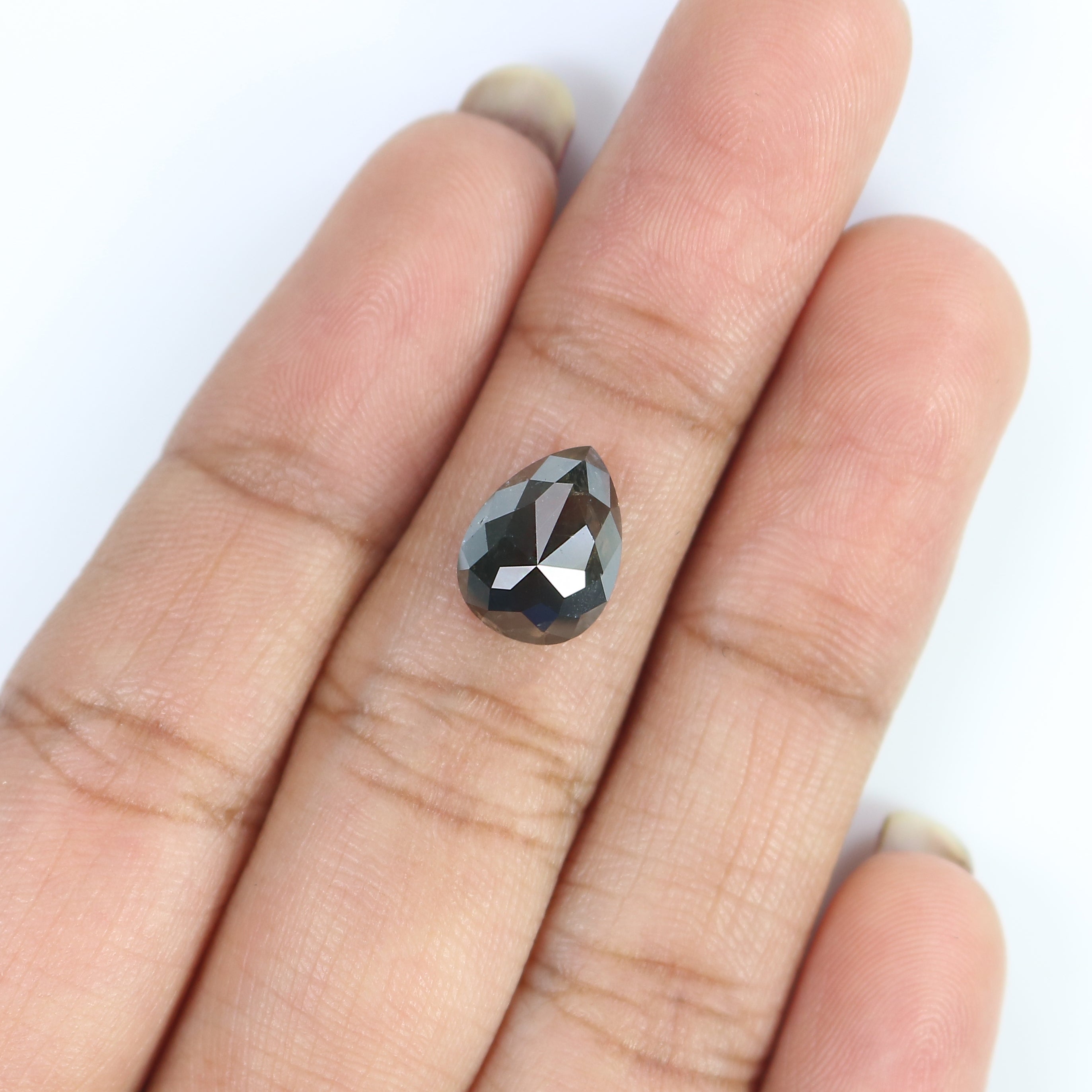 2.80 Ct Natural Loose Pear Shape Diamond Salt And Pepper Pear Cut Diamond 10.15 MM Natural Black Grey Diamond Pear Rose Cut Diamond LC72