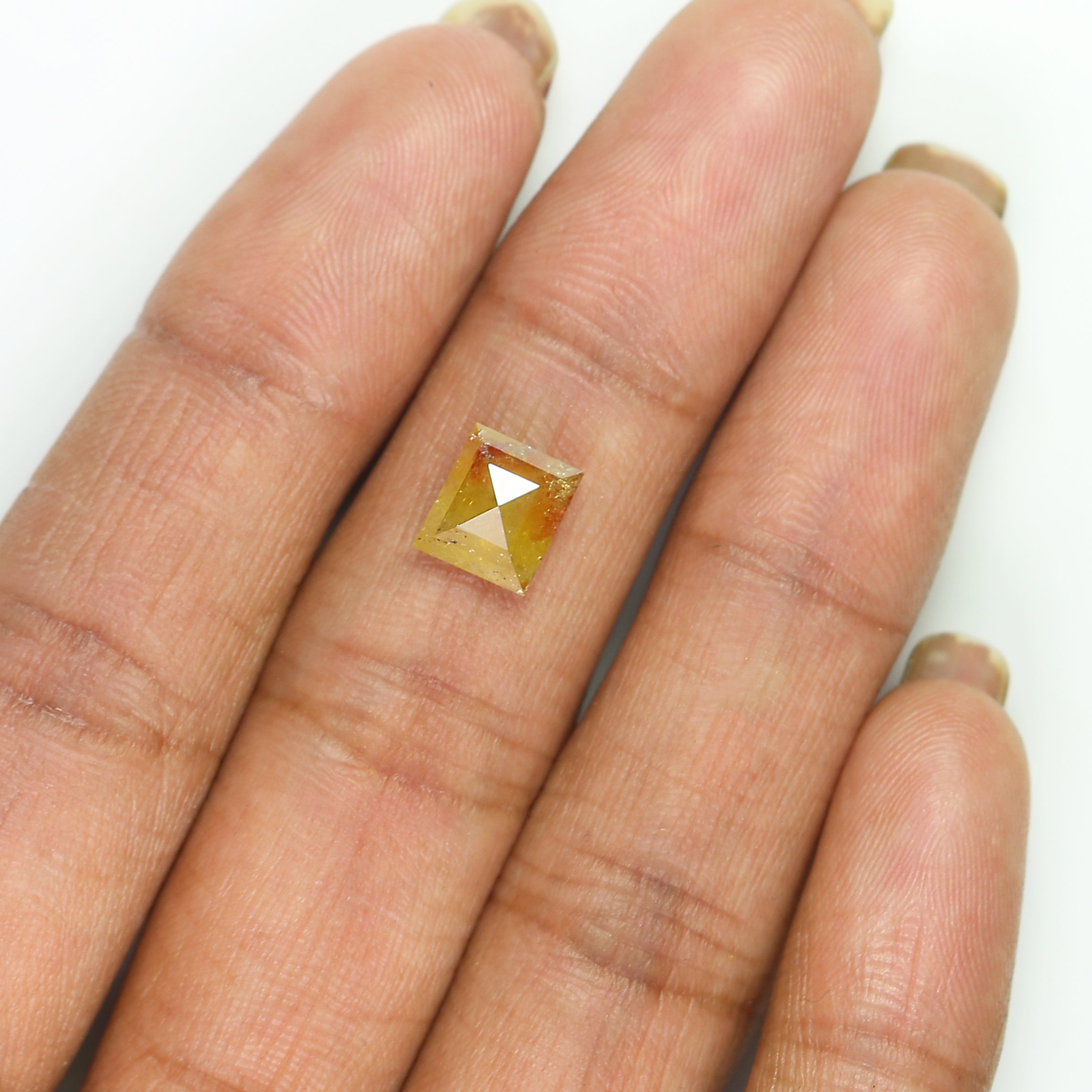 1.81 CT Natural Loose Square Shape Diamond Yellow Color Square Cut Diamond 7.40 MM Natural Loose Brown Color Square Rose Cut Diamond LQ6657