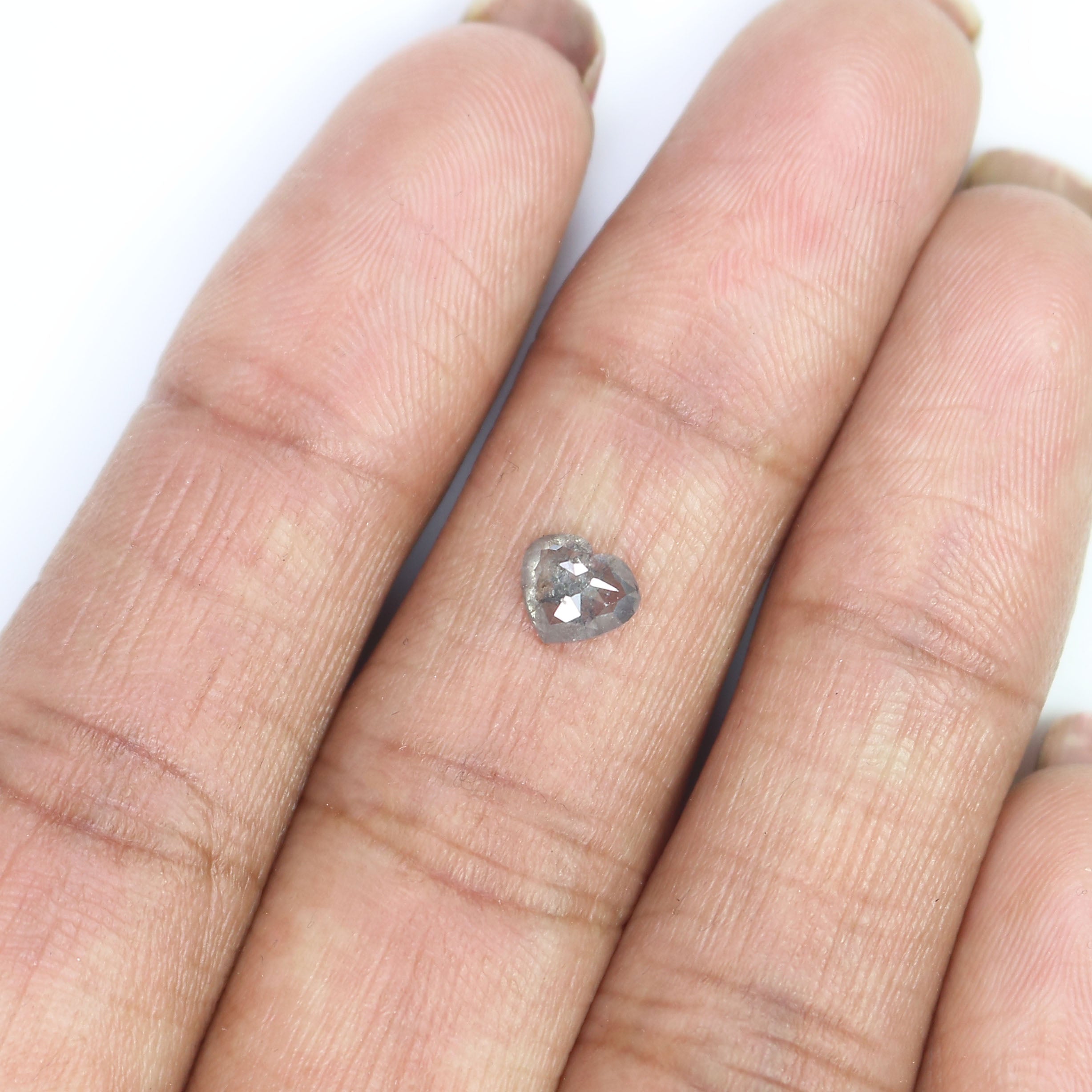 0.49 Ct Natural Loose Heart Shape Diamond Salt And Pepper Heart Diamond 4.85 MM Natural Black Grey Diamond Heart Rose Cut Diamond QL1633