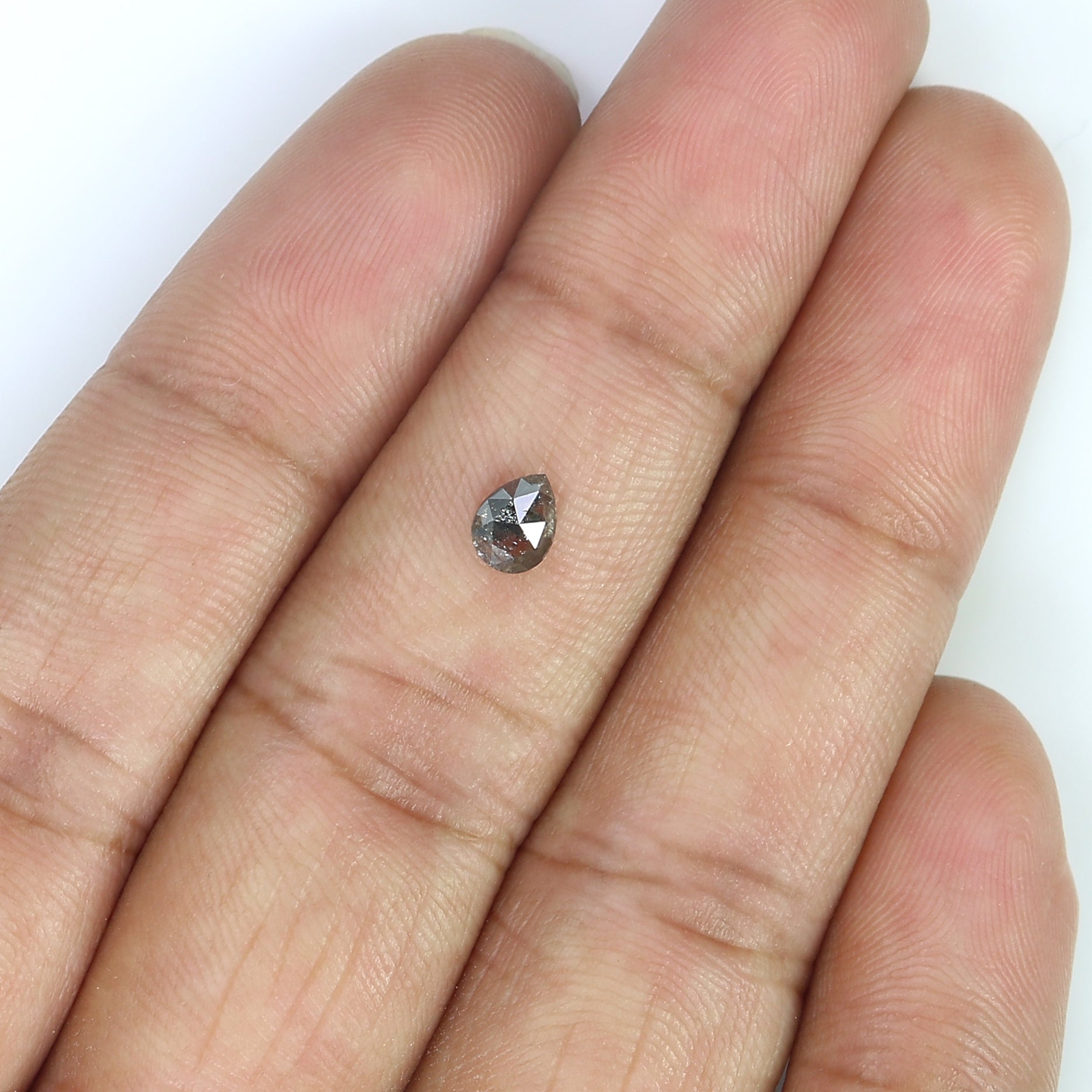 0.46 CT Natural Loose Pear Shape Diamond Salt And Pepper Pear Rose Cut Diamond 5.35 MM Natural Loose Pear Black Grey Color Diamond QL3126