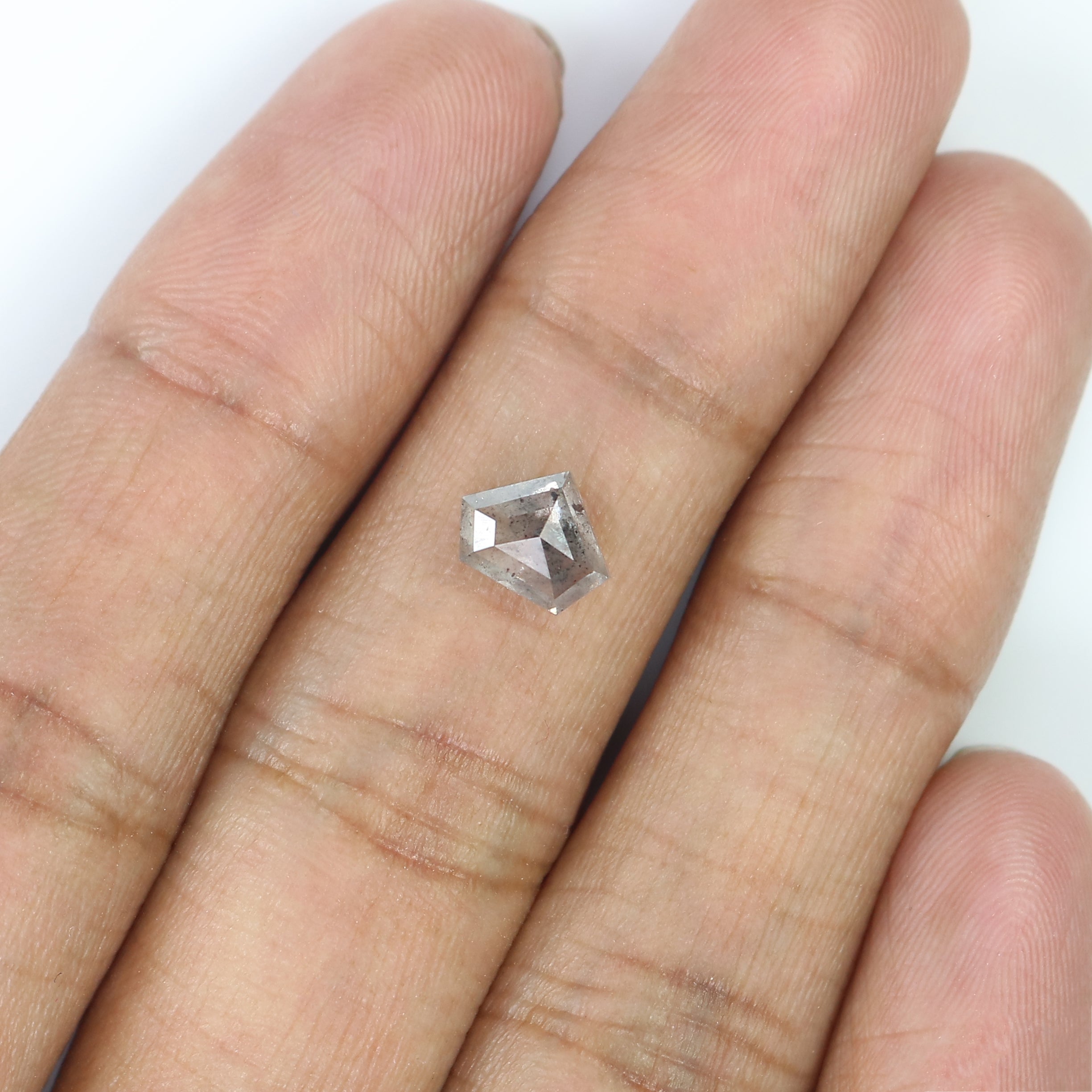 1.29 Ct Natural Loose Shield Shape Diamond Salt And Pepper Shield Shape Diamond 6.00 MM Natural Gray Color Shield Rose Cut Diamond QK2172