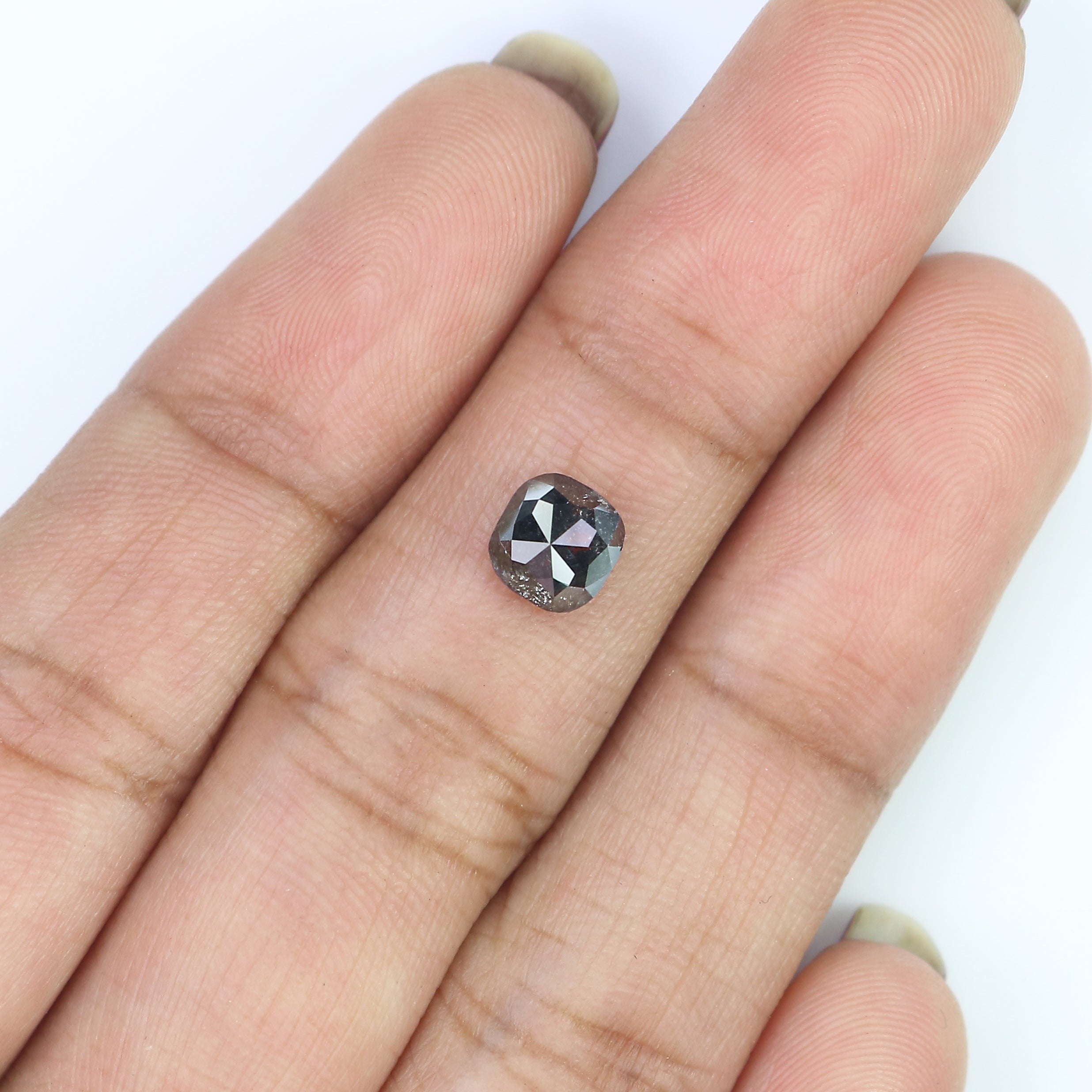 1.00 Ct Natural Loose Cushion Shape Diamond Salt And Pepper Diamond 5.75 MM Natural Diamond Black Grey Color Cushion Rose Cut Diamond LQ3056