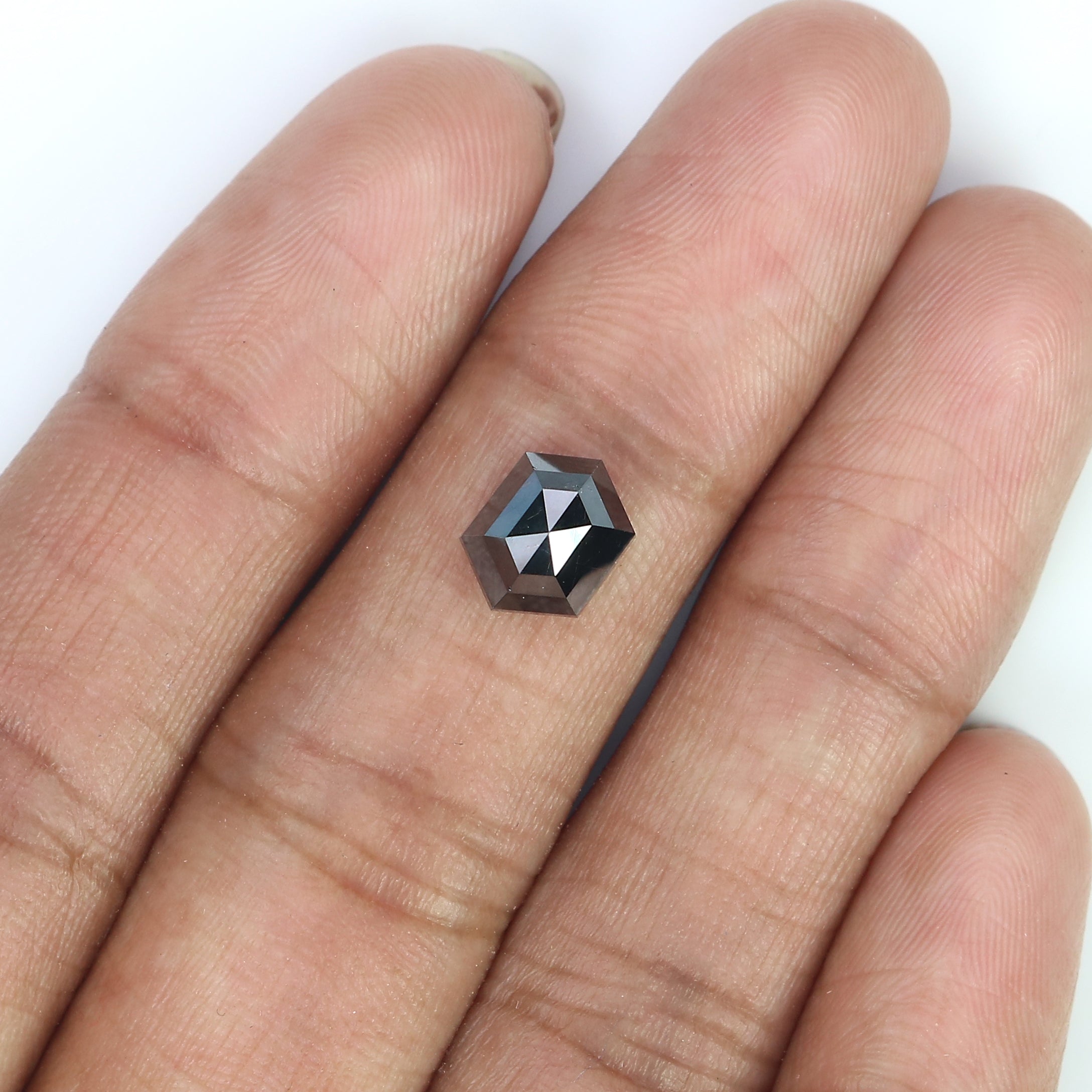 2.28 CT Natural Loose Hexagon Shape Diamond Black Hexagon Rose Cut Diamond 8.50 MM Natural Loose Black Color Hexagon Rose Cut Diamond QL9576