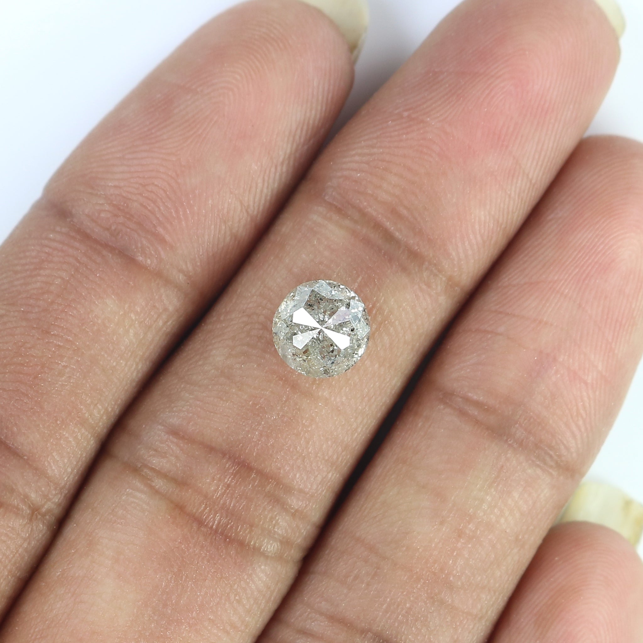 1.71 CT Natural Loose Round Rose Cut Diamond Salt And Pepper Round Diamond 6.90 MM Natural Loose Grey Color Round Rose Cut Diamond LC57