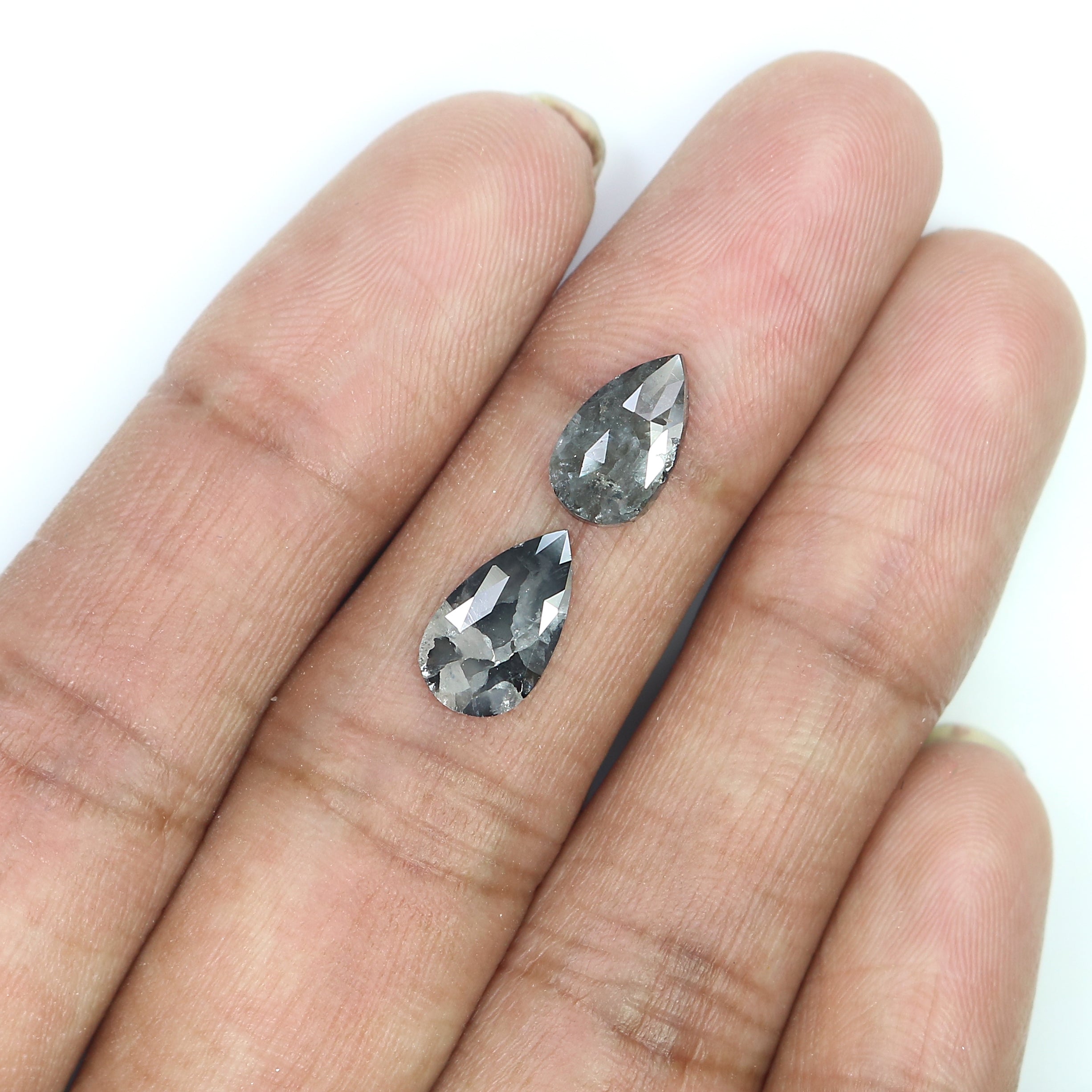 2.30 CT Natural Loose Pear Shape Pair Diamond Black Color Diamond 10.85 MM Natural Diamond Pear Cut Diamond Pear Grey Color Diamond LQ3168