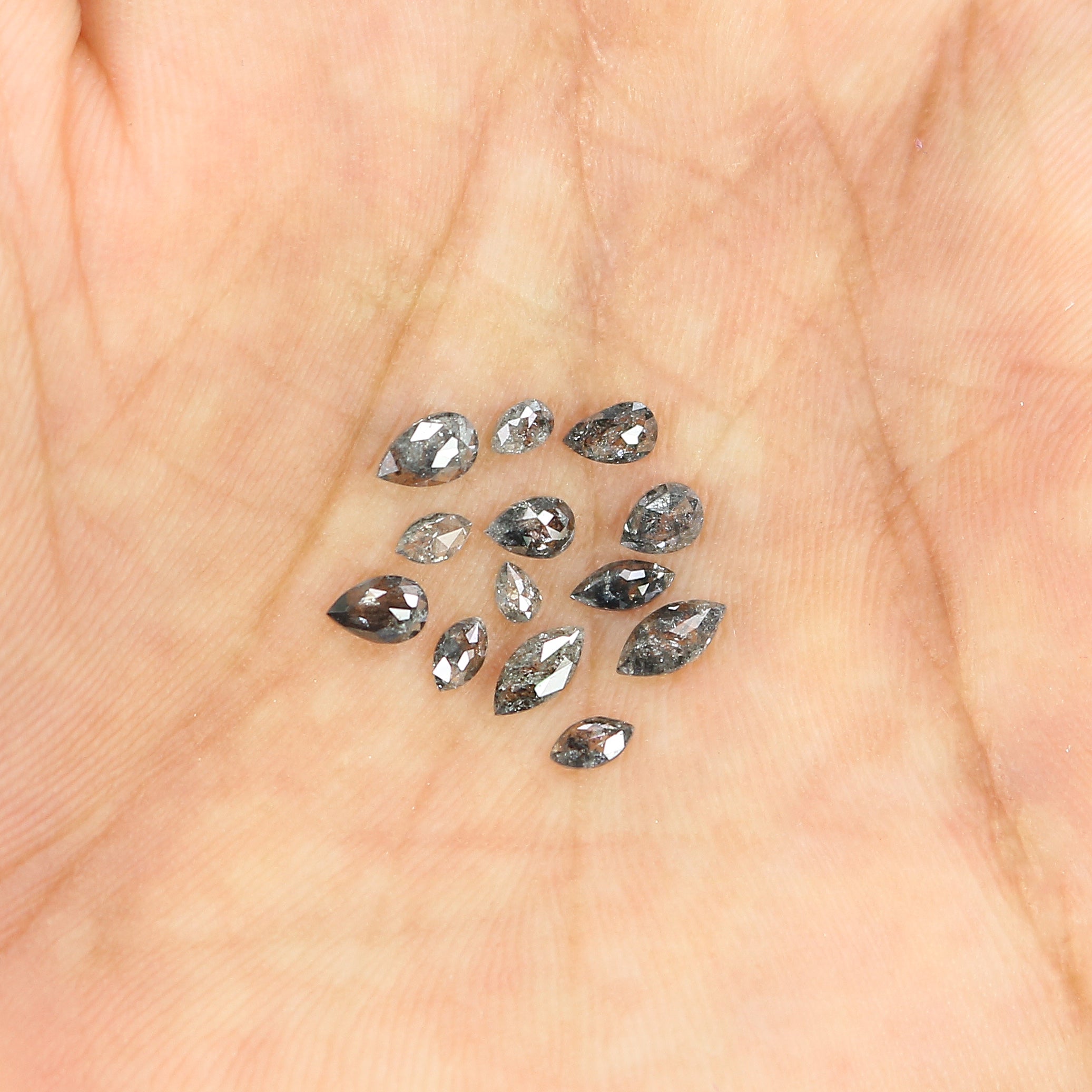 1.08 CT Natural Loose Mix Shape Diamond Salt And Pepper Mix Shape Diamond 2.55 MM Natural Black Grey Color Mix Shape Rose Cut Diamond LQ1845